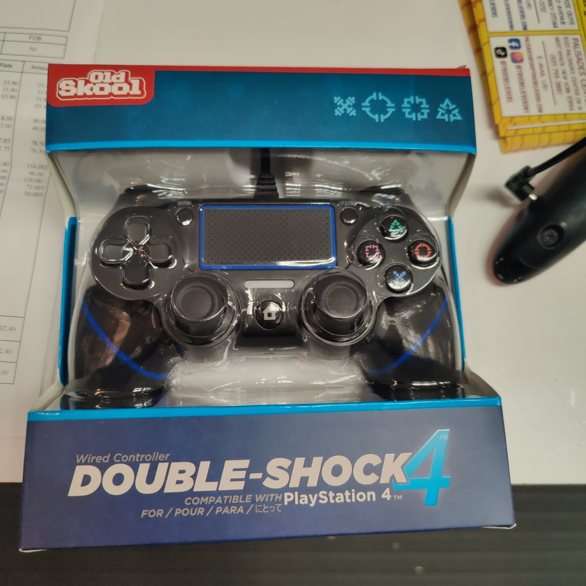 Old Skool Ps4 Dualshock 4 DoubleShock 4 Wired Controller (Black