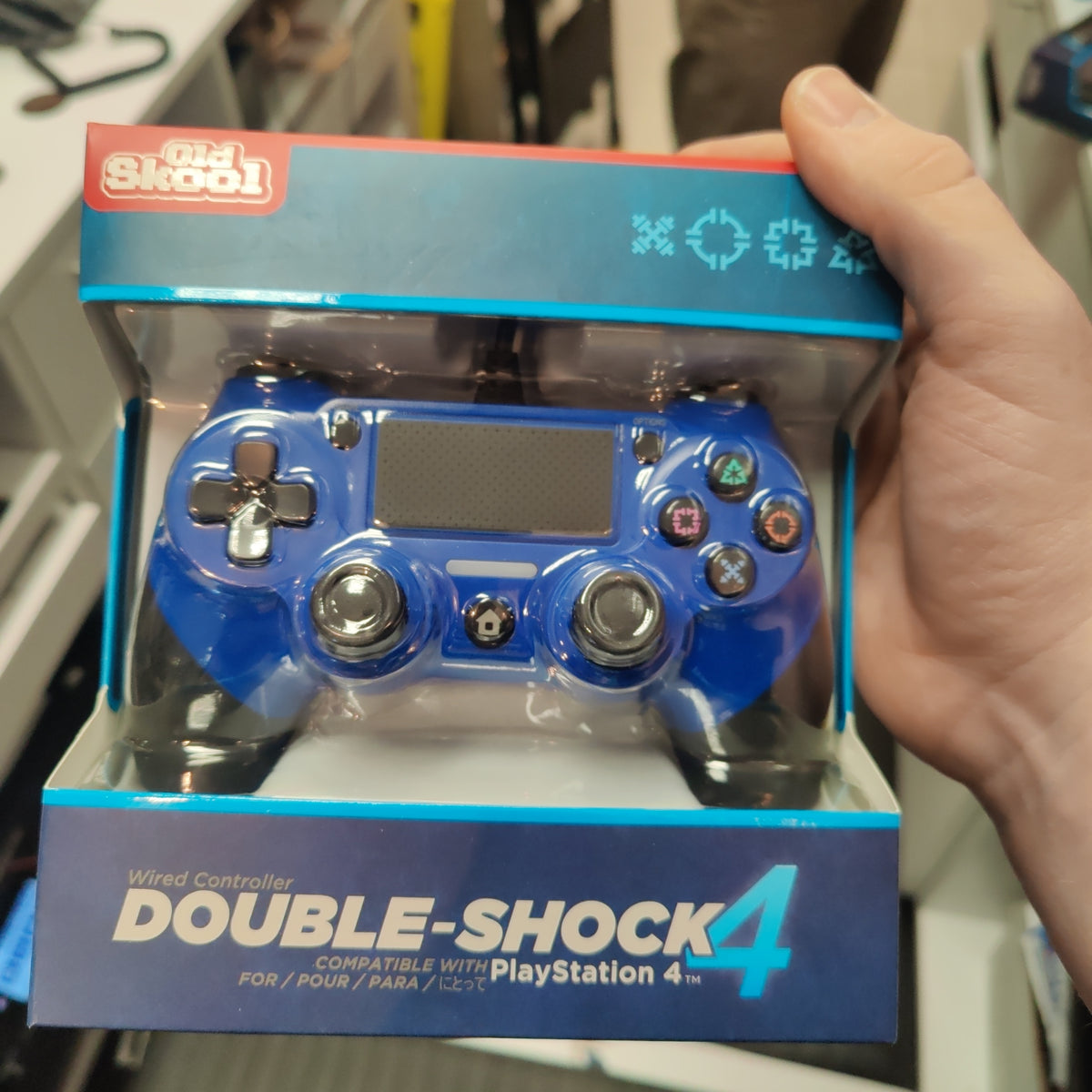 Old Skool Ps4 Dualshock 4 DoubleShock 4 Wired Controller (Blue) True