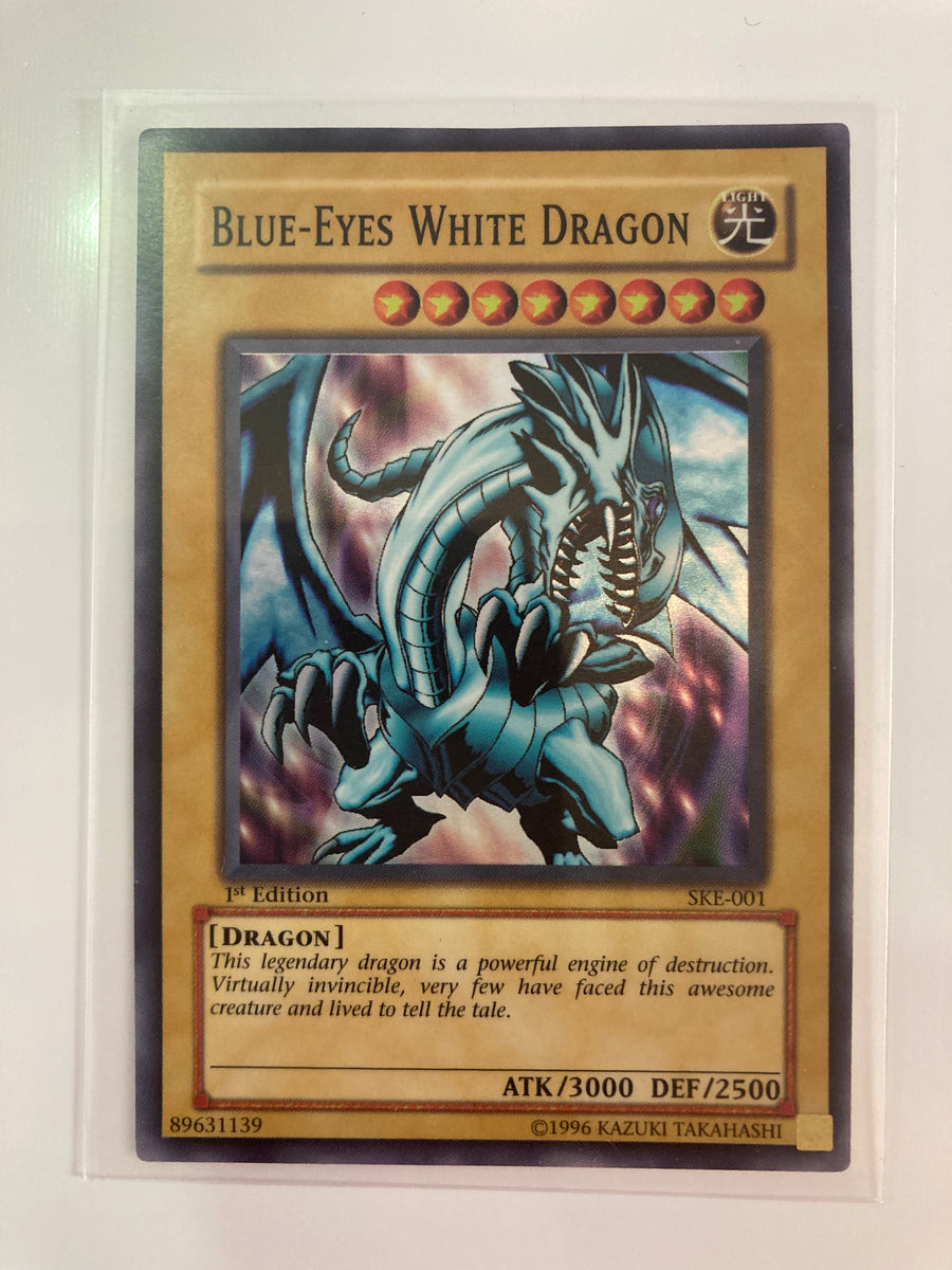 1st edition yugioh cards blue eyes white dragon Yugioh TCG Blue Eyes White Dragon SKE-001 First Edition Super Rare Min –  True Believers Gaming and Collectibles