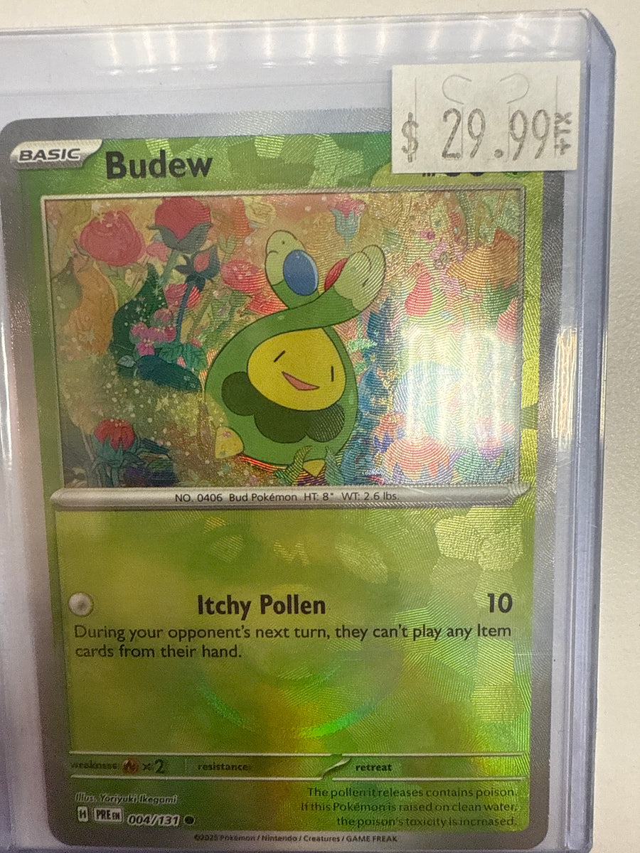 pokemon budew card Pokemon TCG Budew 004-131 Prismatic Evolutions NM (Masterball Foil) – True Believers Gaming and Collectibles