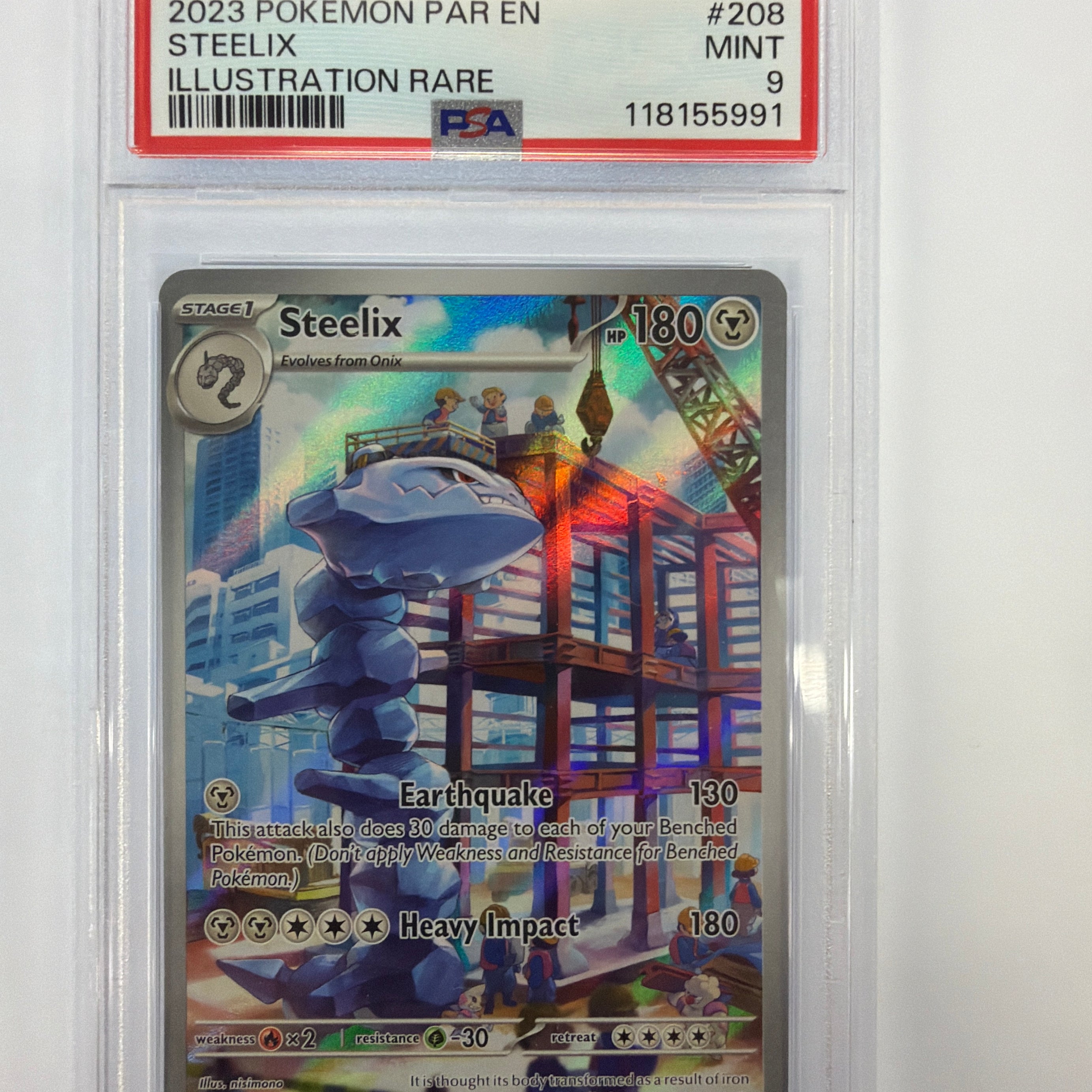 Pokémon TCG - PSA Mint 9 Paradox Rift Steelix 208/182 Illustration Rare