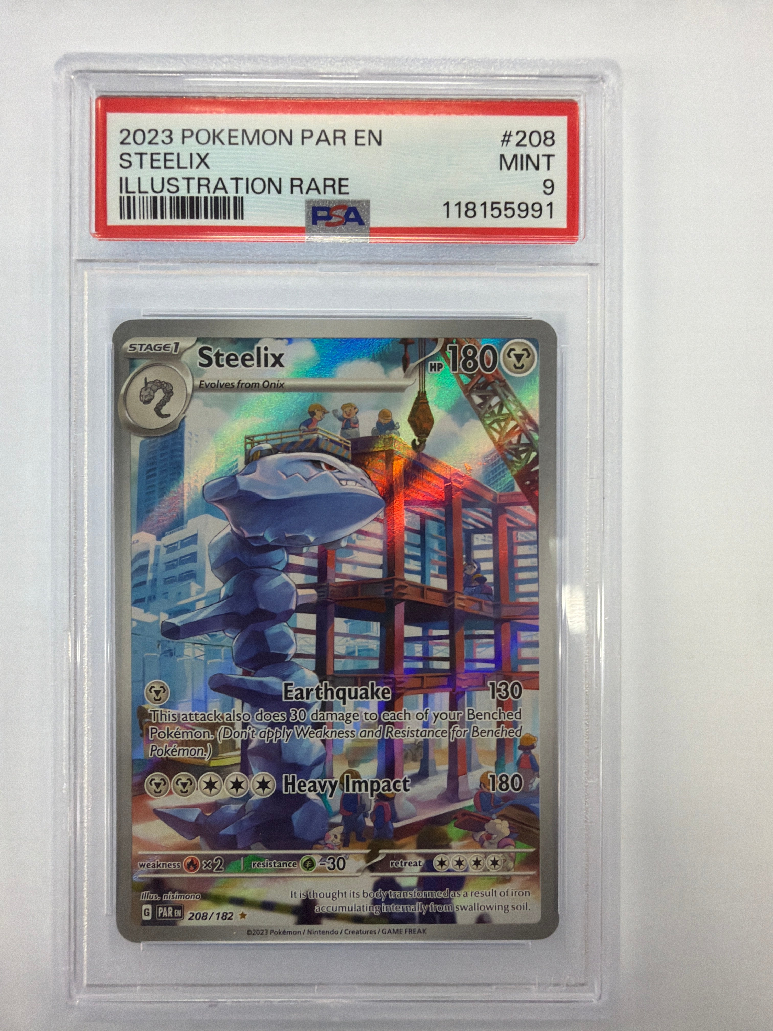 Pokémon TCG - PSA Mint 9 Paradox Rift Steelix 208/182 Illustration Rare