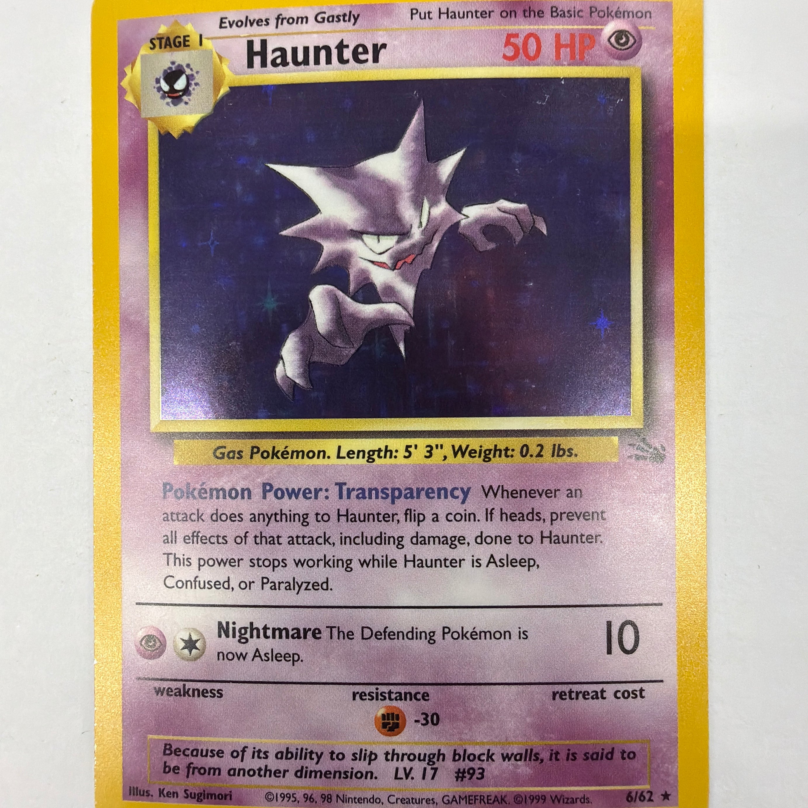 Pokémon TCG - Fossil Unlimited Haunter 6/62 Holo MP