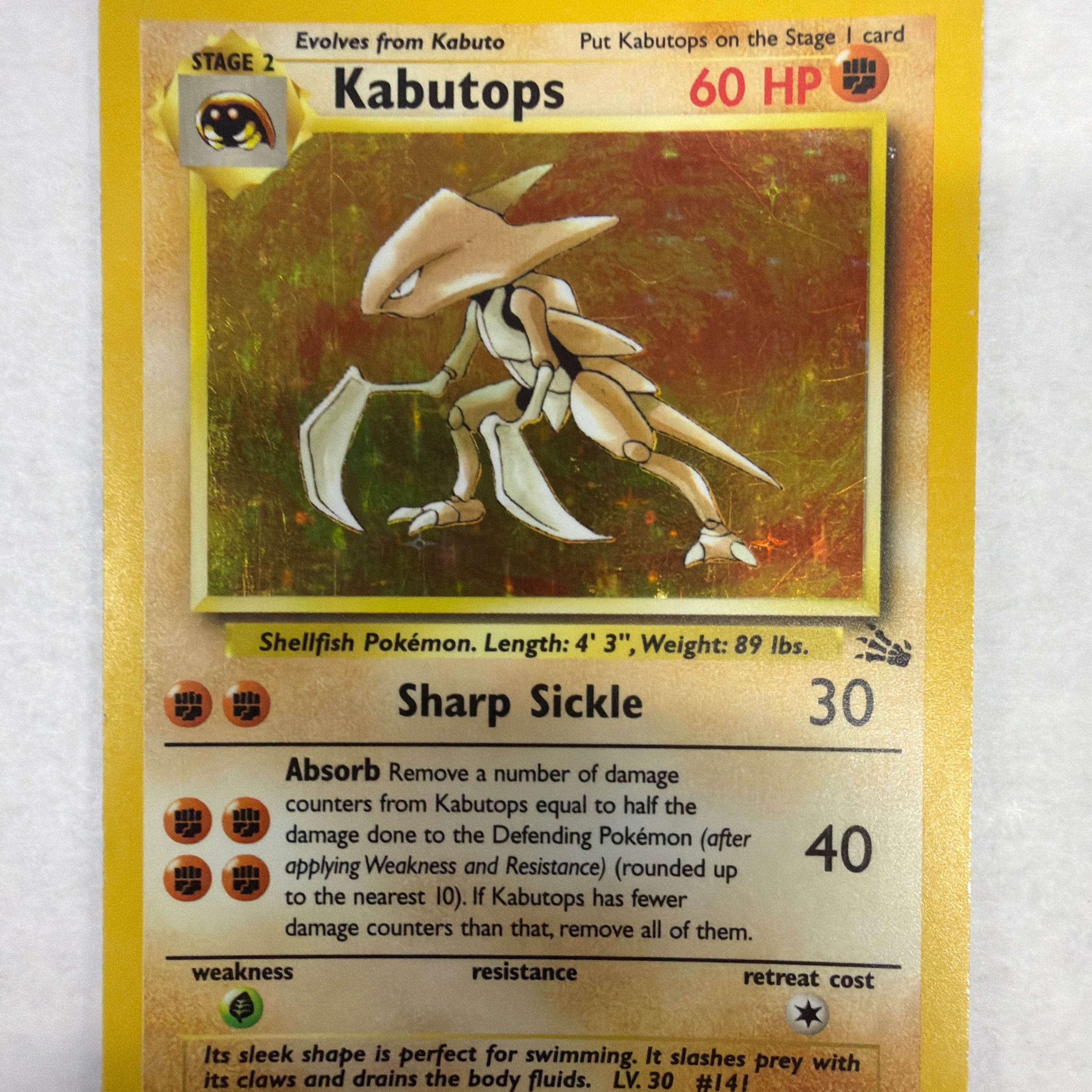 Pokémon TCG - Fossil Unlimited Kabutops 9/62 Holo MP