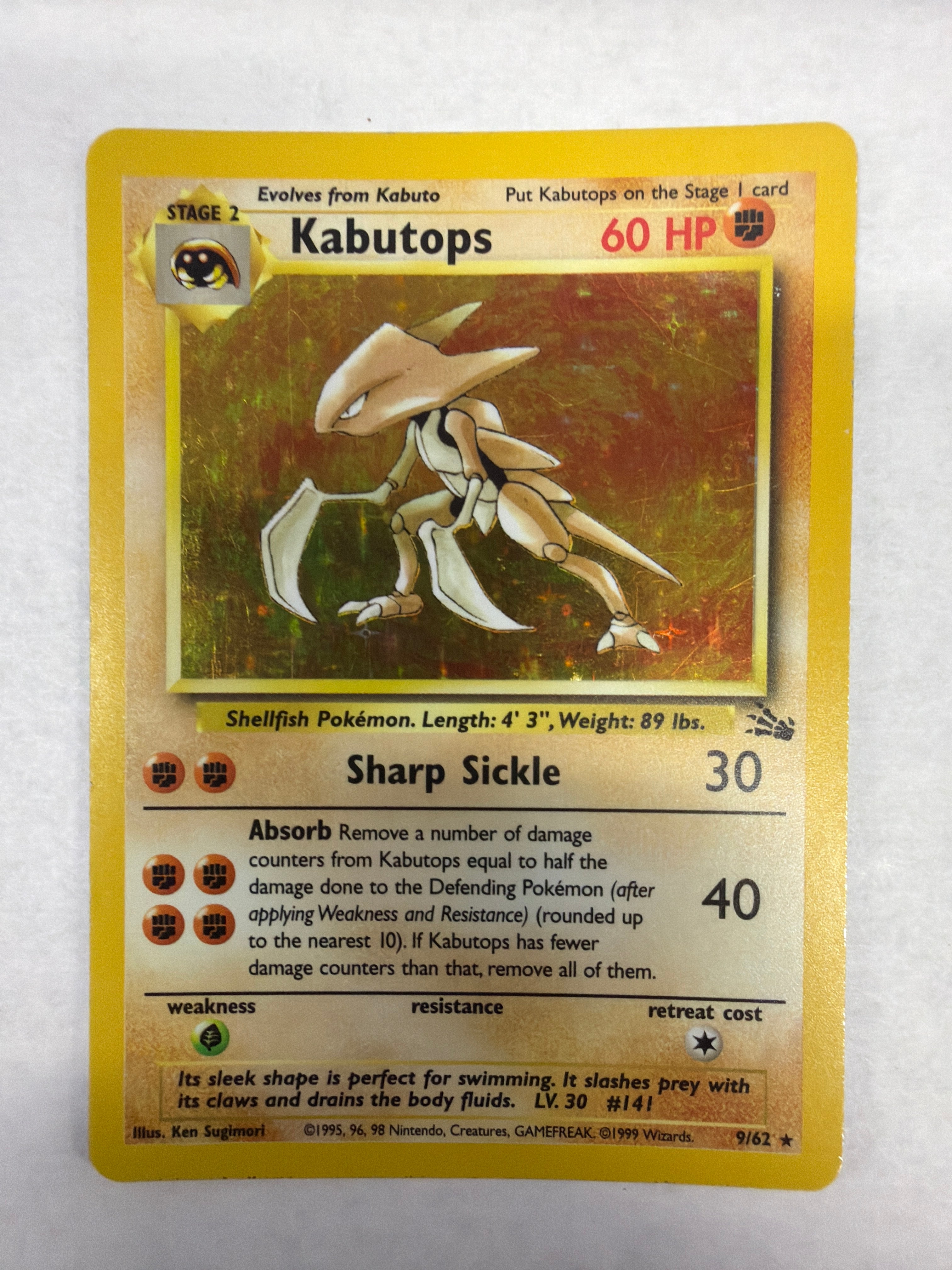 Pokémon TCG - Fossil Unlimited Kabutops 9/62 Holo MP