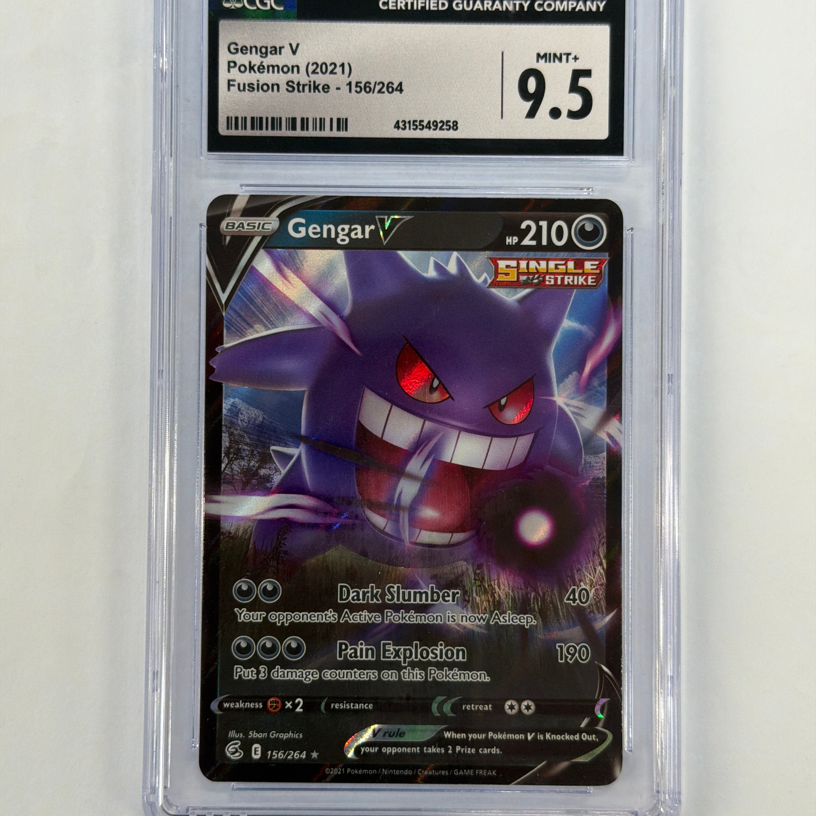 Pokémon TCG- CGC Mint+ 9.5 Fusion Strike Gengar V 156/264