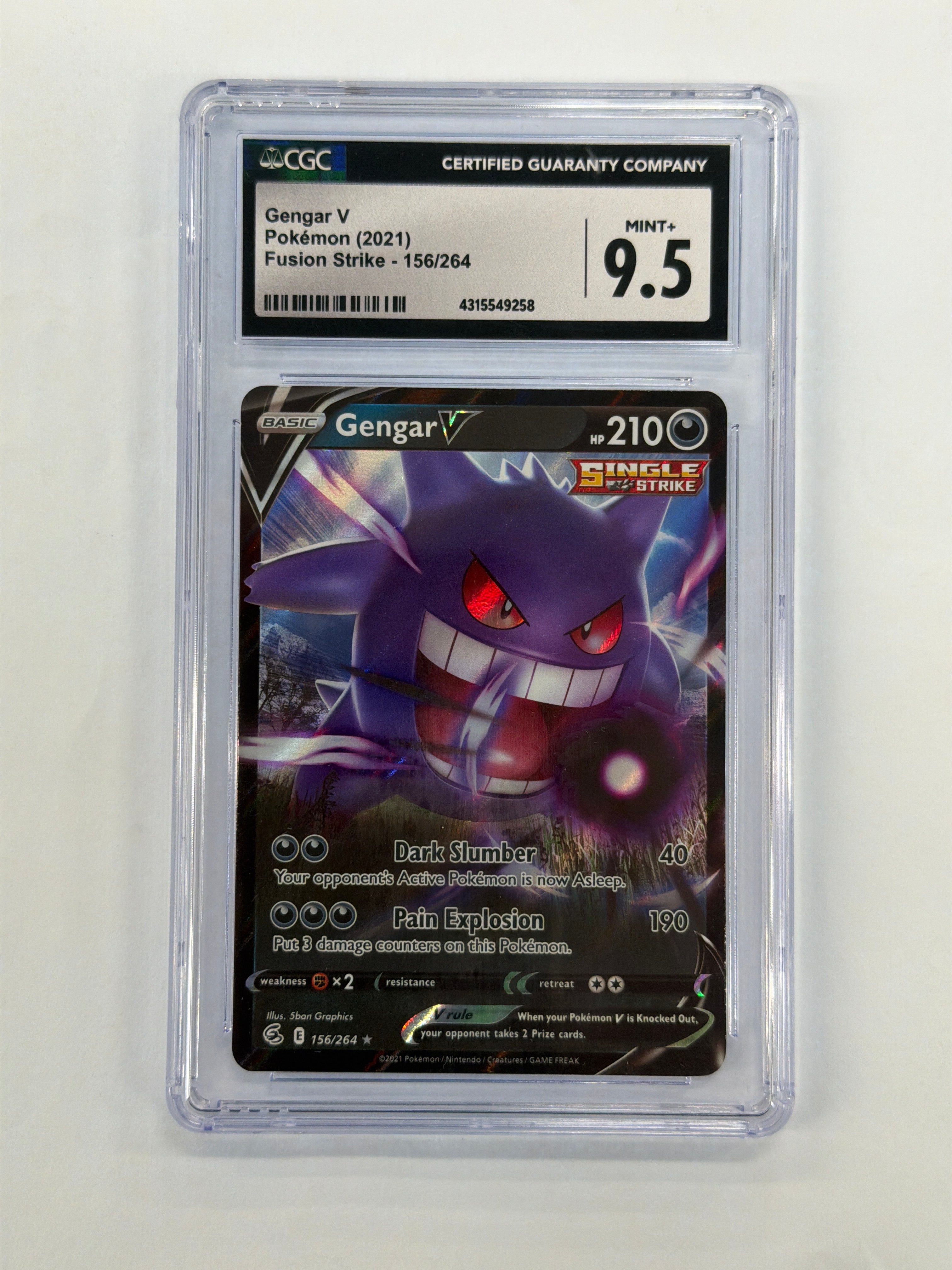 Pokémon TCG- CGC Mint+ 9.5 Fusion Strike Gengar V 156/264