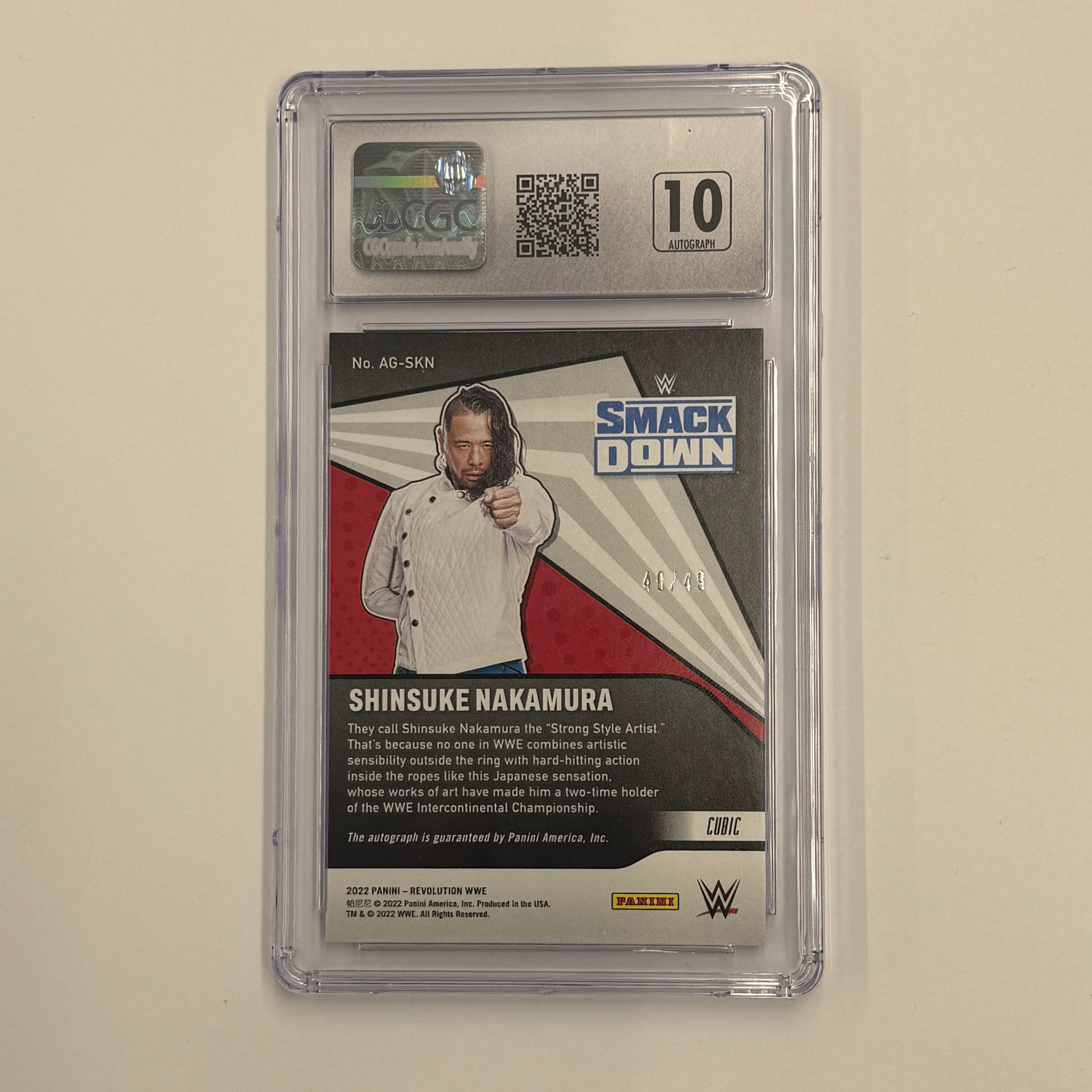 2022 Panini Revolution WWE CGC 9.5 MINT+ Shinsuke Nakamura Autograph #AG-SKN Cubic Numbered 40/49
