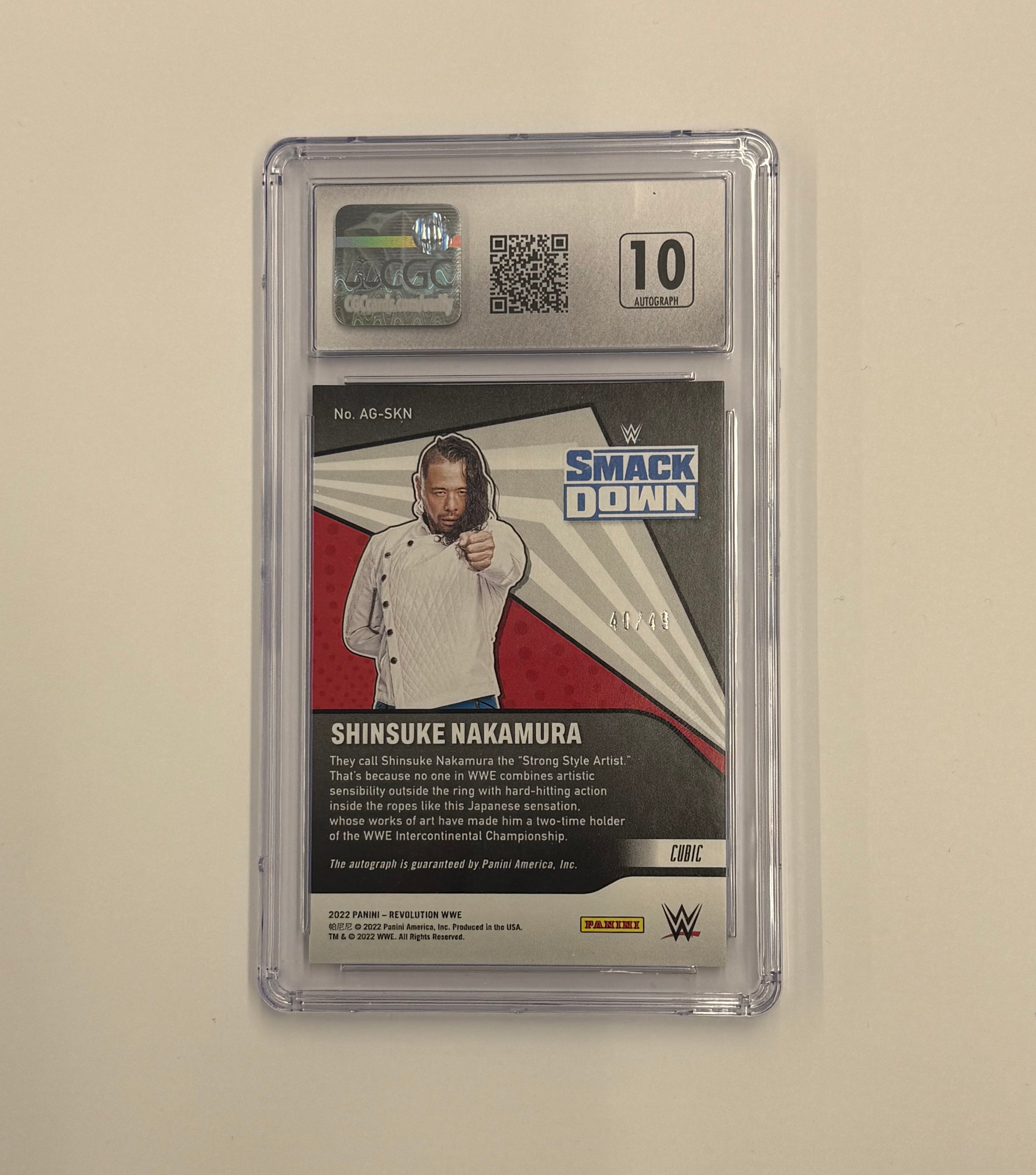 2022 Panini Revolution WWE CGC 9.5 MINT+ Shinsuke Nakamura Autograph #AG-SKN Cubic Numbered 40/49