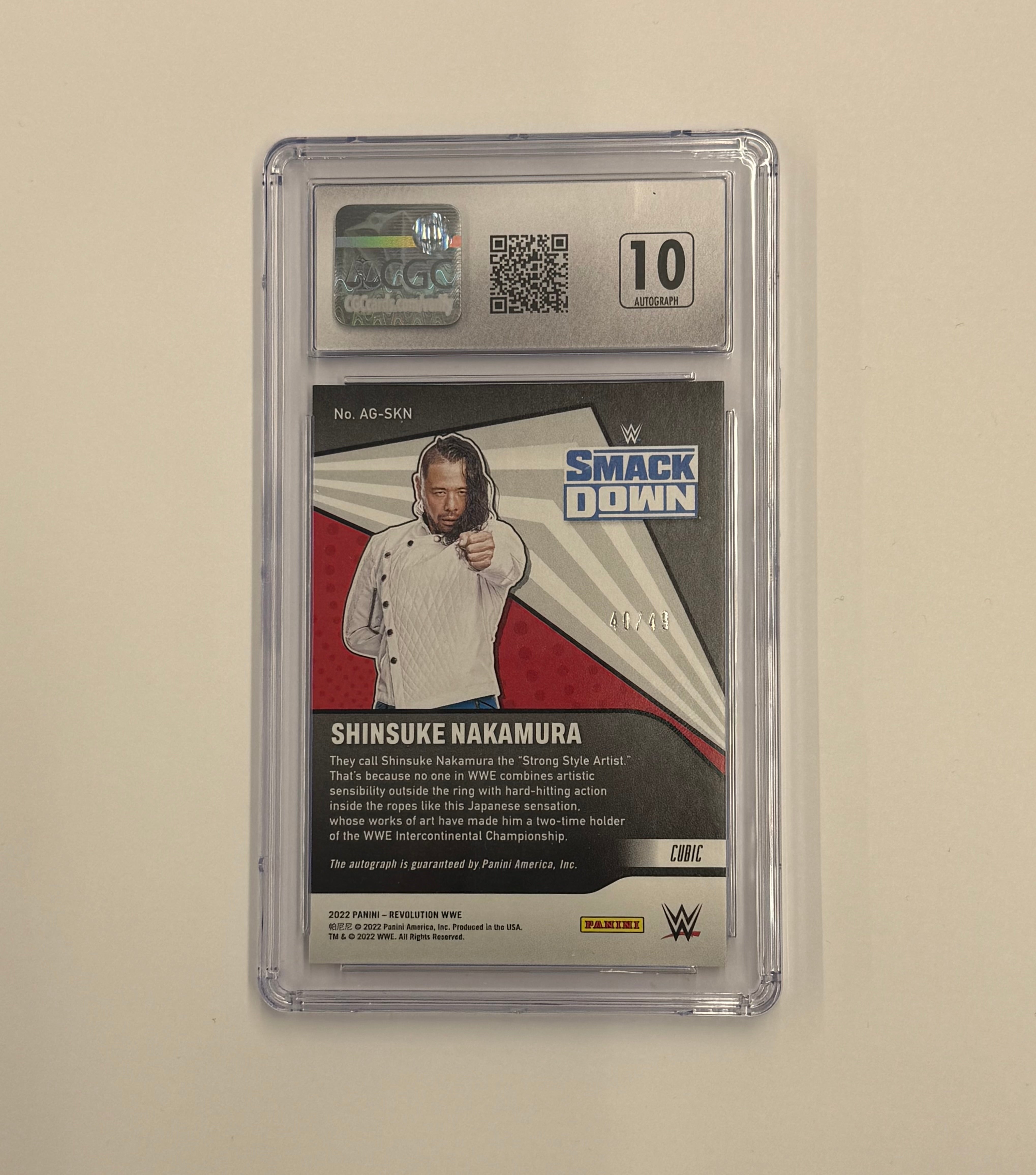 2022 Panini Revolution WWE CGC 9.5 MINT+ Shinsuke Nakamura Autograph #AG-SKN Cubic Numbered 40/49