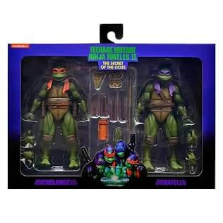 Neca Nickelodeon Teenage Mutant Ninja Turtles II The Secret of the Ooze Michelangelo & Donatello 2 Pack Action Figure