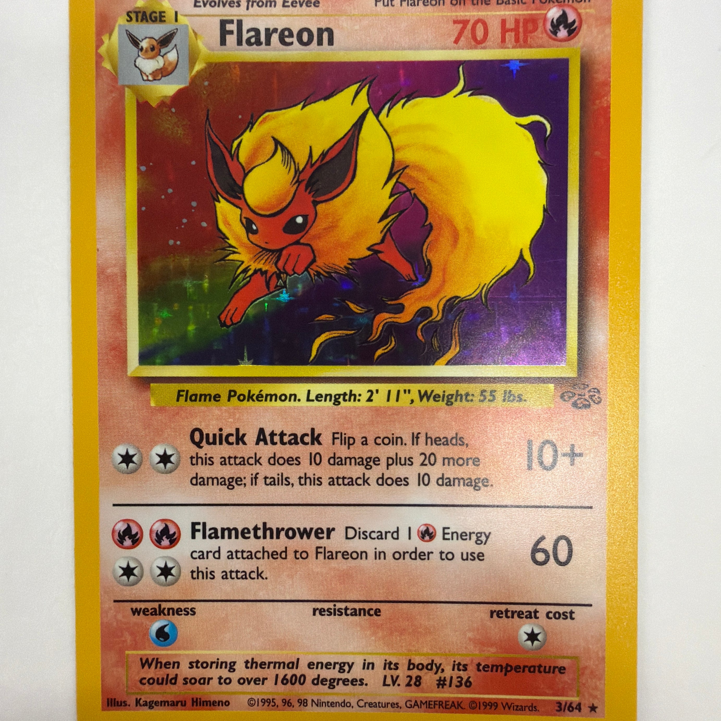 Pokémon TCG - Jungle Unlimited Flareon 3/64 Holo NM
