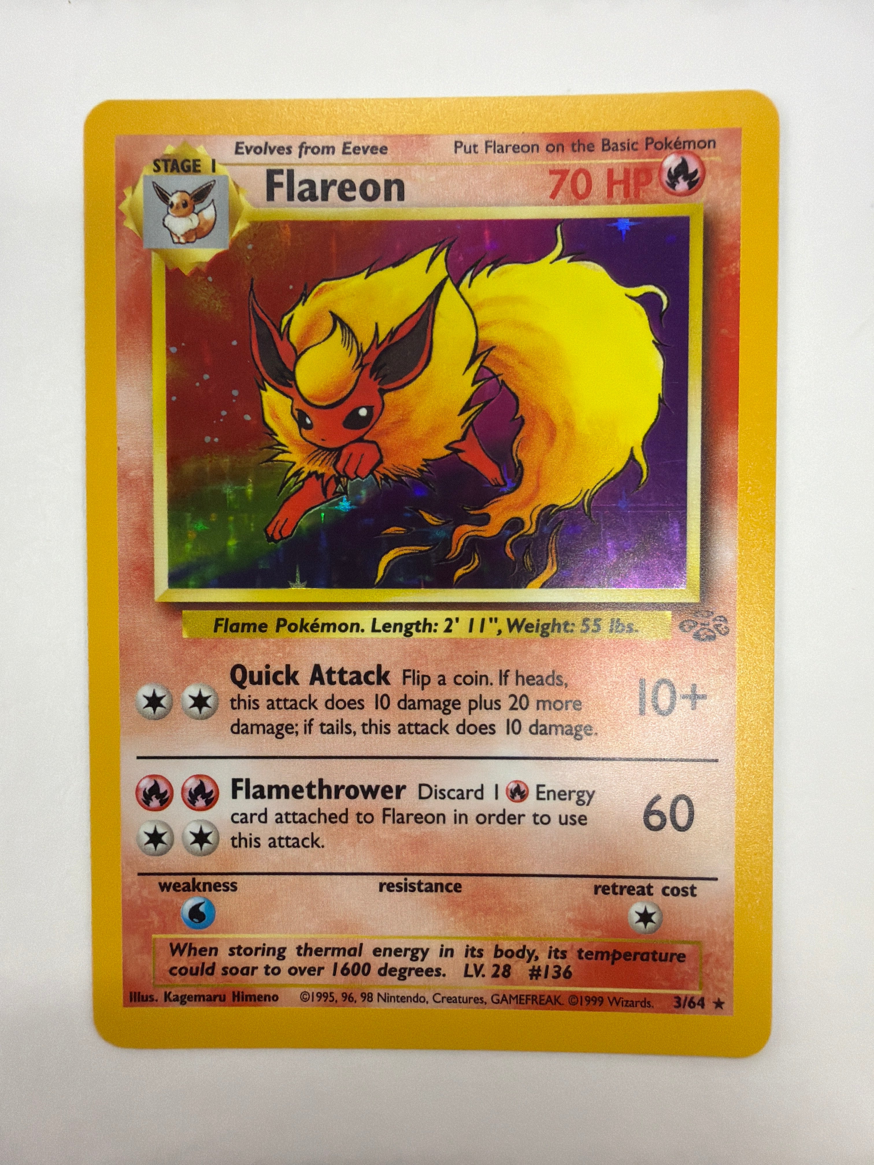 Pokémon TCG - Jungle Unlimited Flareon 3/64 Holo NM