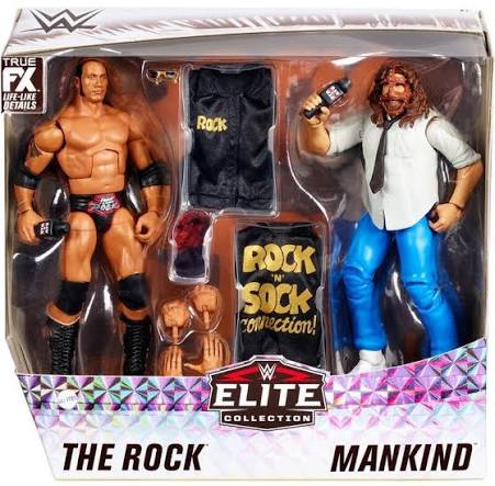 WWE Mattel Elite Collection The Rock & Mankind (Rock 'n' Sock Connection) Action Figure 2-Pack
