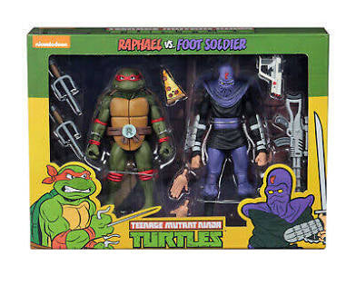 Neca Reel Toys Nickelodeon Teenage Mutant Ninja Turtles Raphael vs Foot Soldier 2 Pack Action Figures