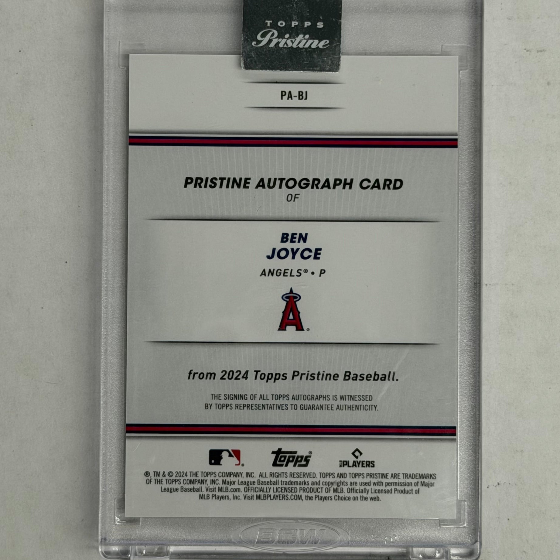 2024 Topps Pristine Baseball Ben Joyce Certified Autograph Card #PA-BJ