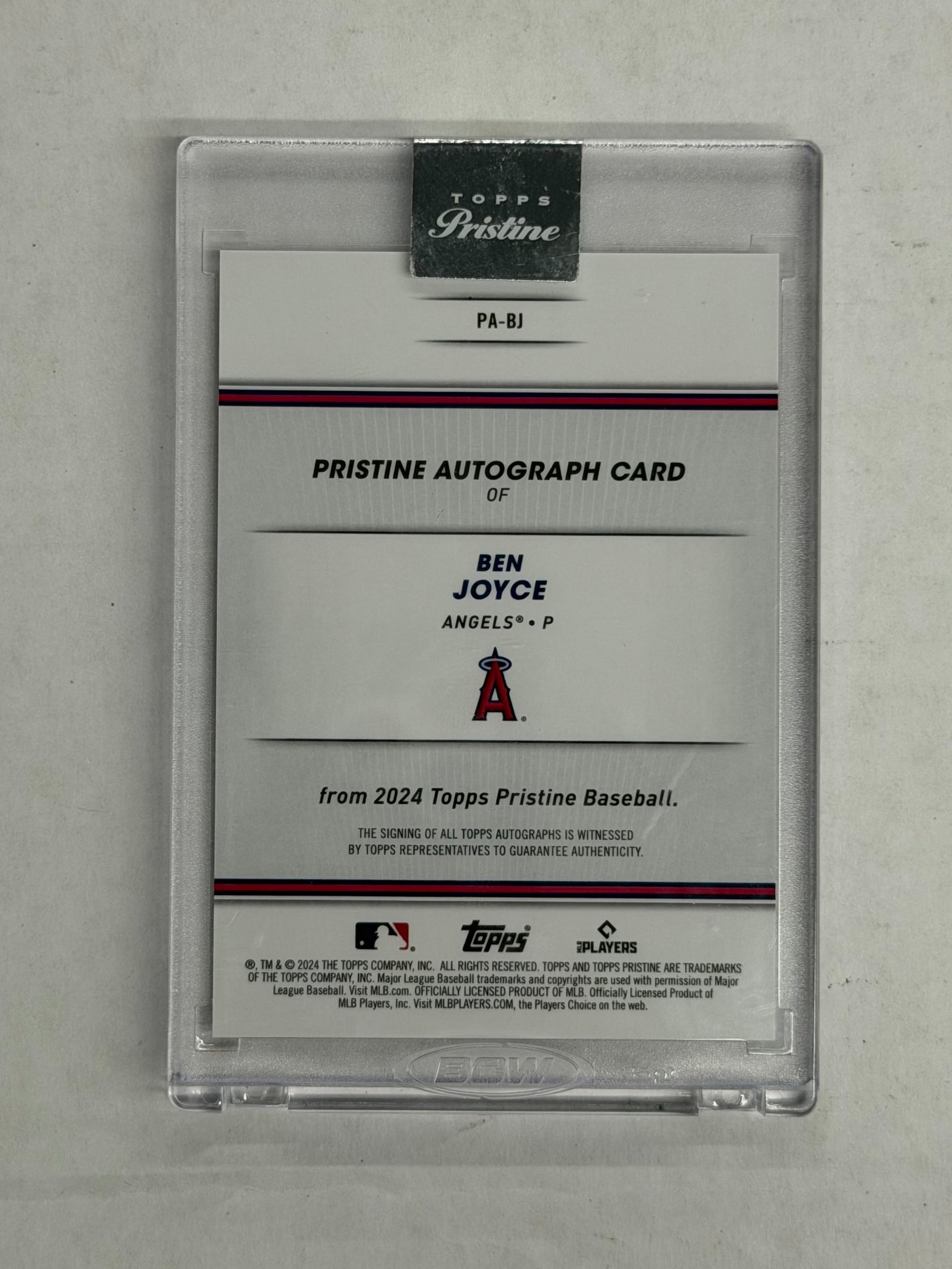 2024 Topps Pristine Baseball Ben Joyce Certified Autograph Card #PA-BJ