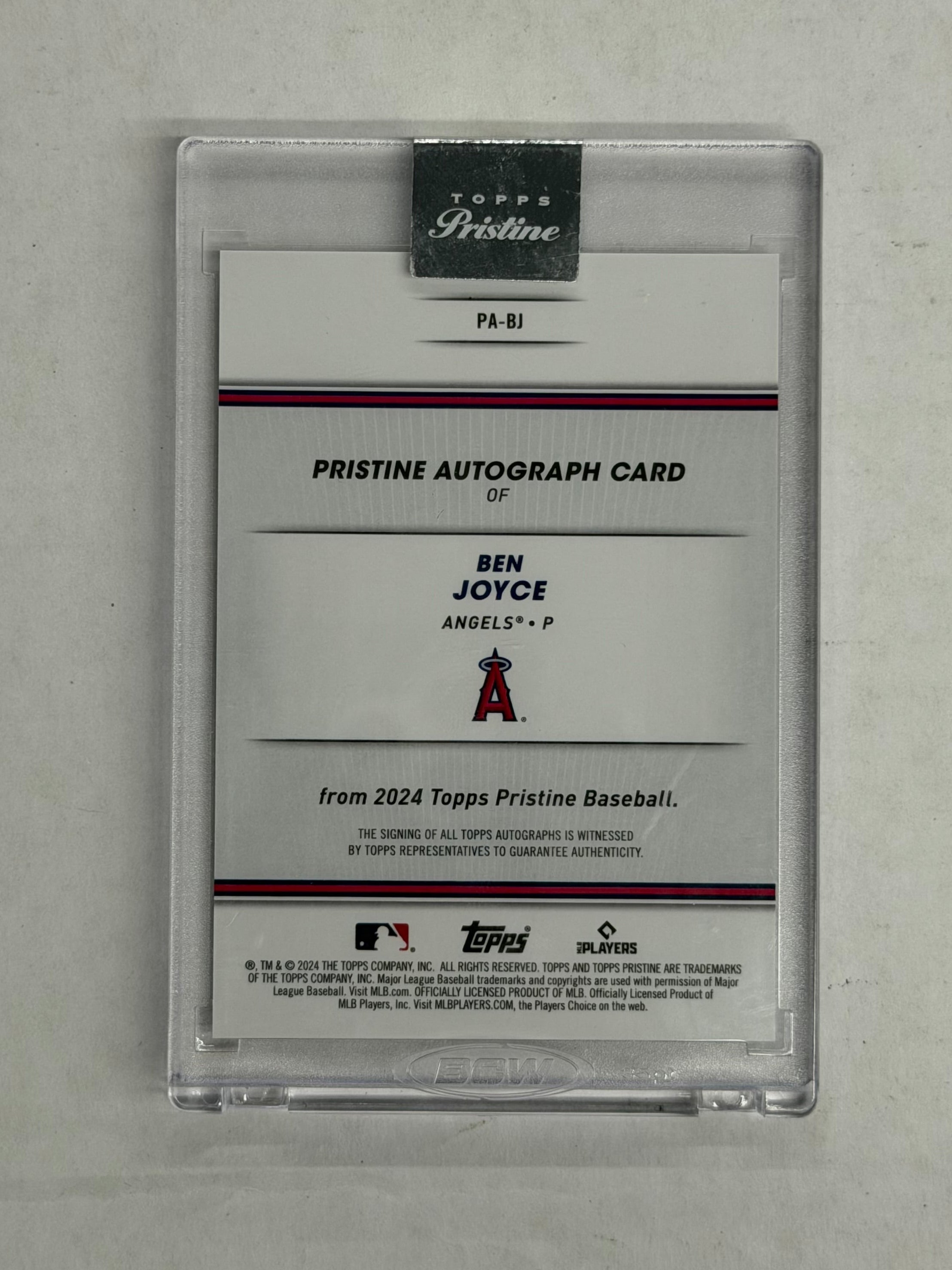 2024 Topps Pristine Baseball Ben Joyce Certified Autograph Card #PA-BJ