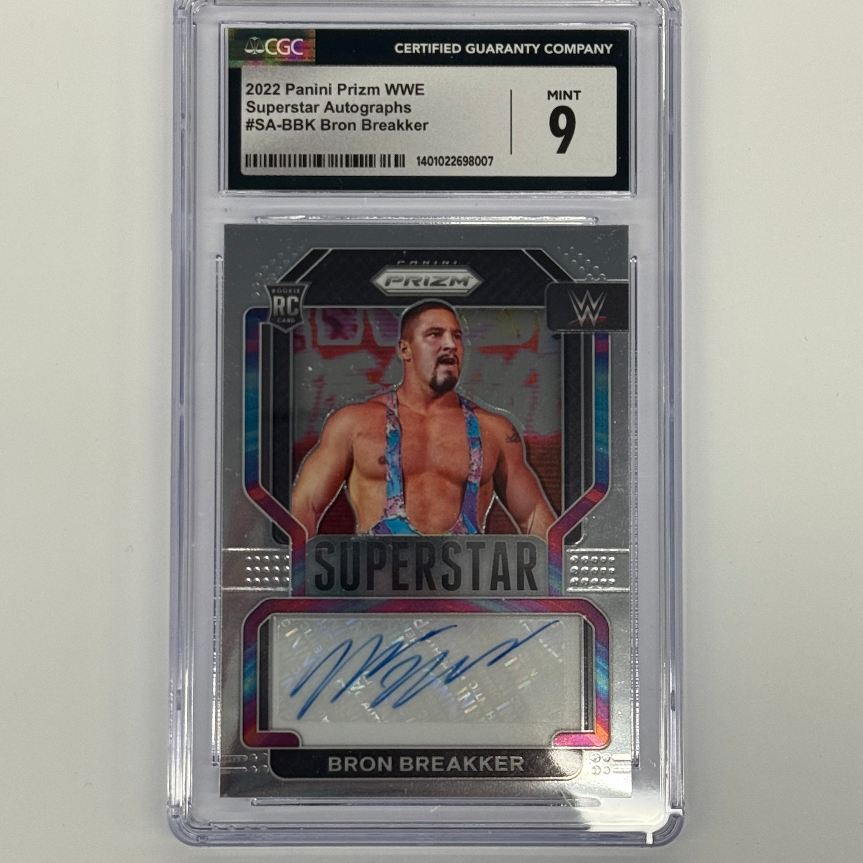 2022 Panini Prizm WWE CGC 9 MINT Bron Breakker Superstar Autographs #SA-BBK