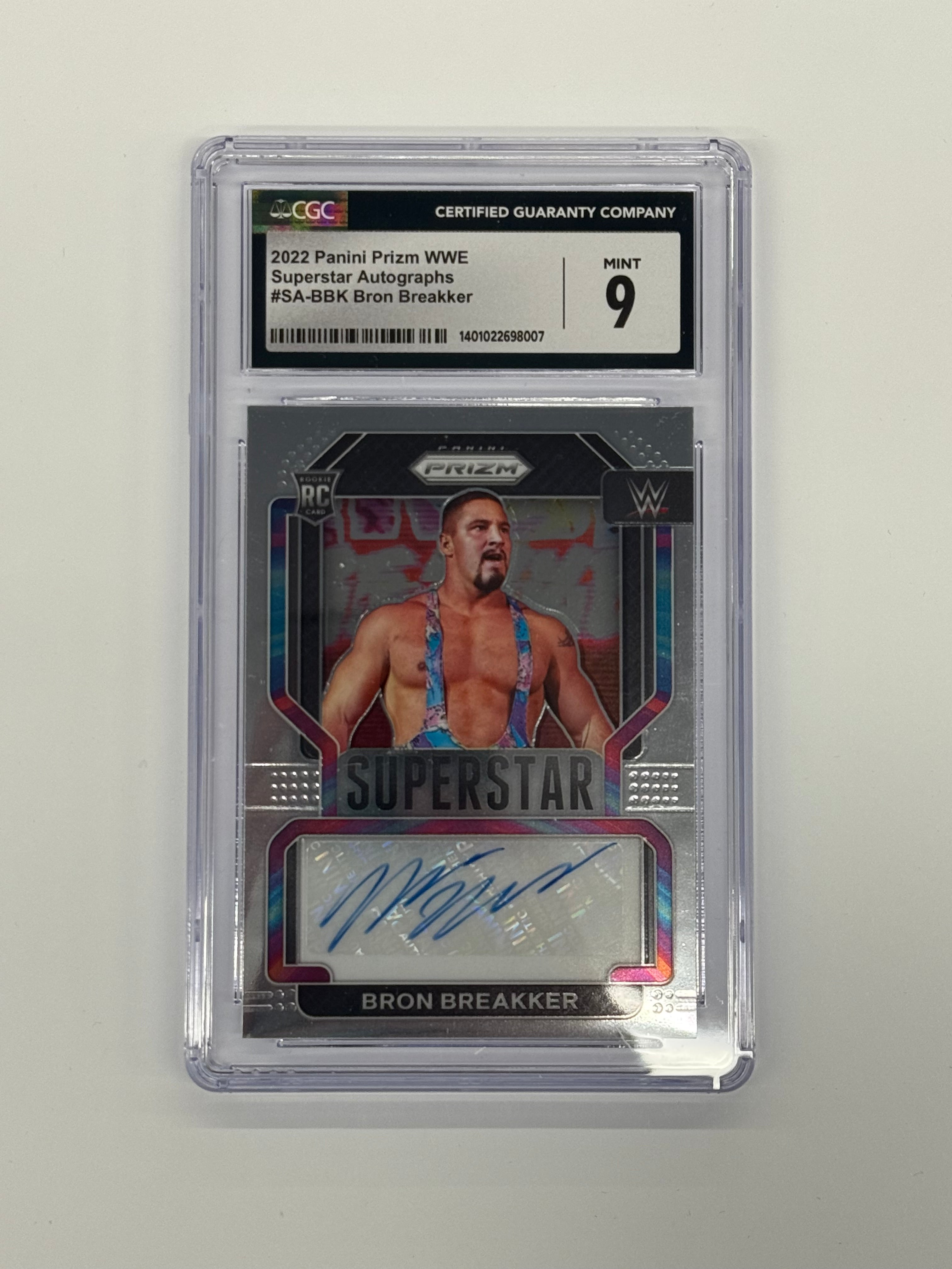 2022 Panini Prizm WWE CGC 9 MINT Bron Breakker Superstar Autographs #SA-BBK