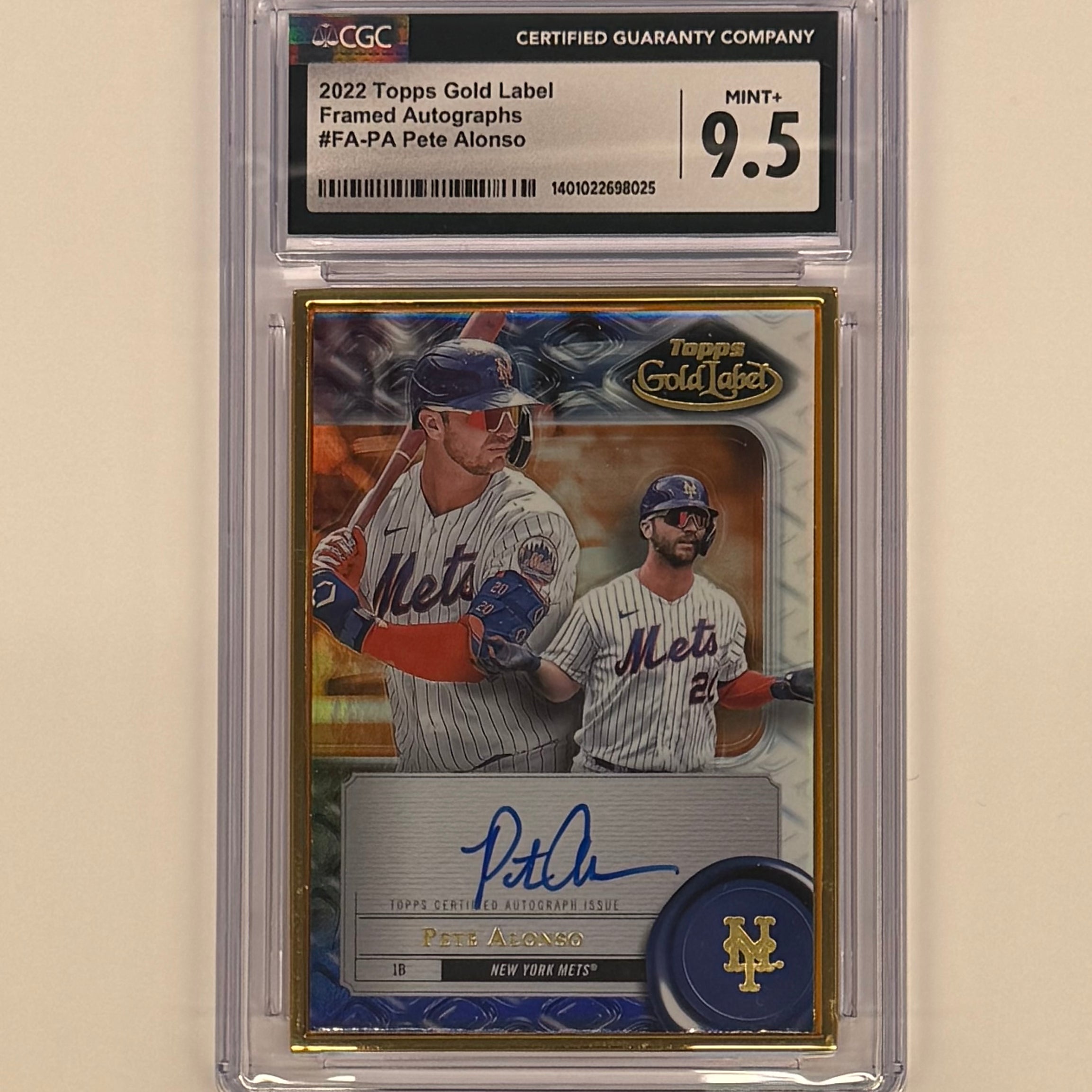 2022 Topps Gold Label CGC 9.5 Mint+/ 10 Autograph Pete Alonso Framed Autograph Card #FA-PA