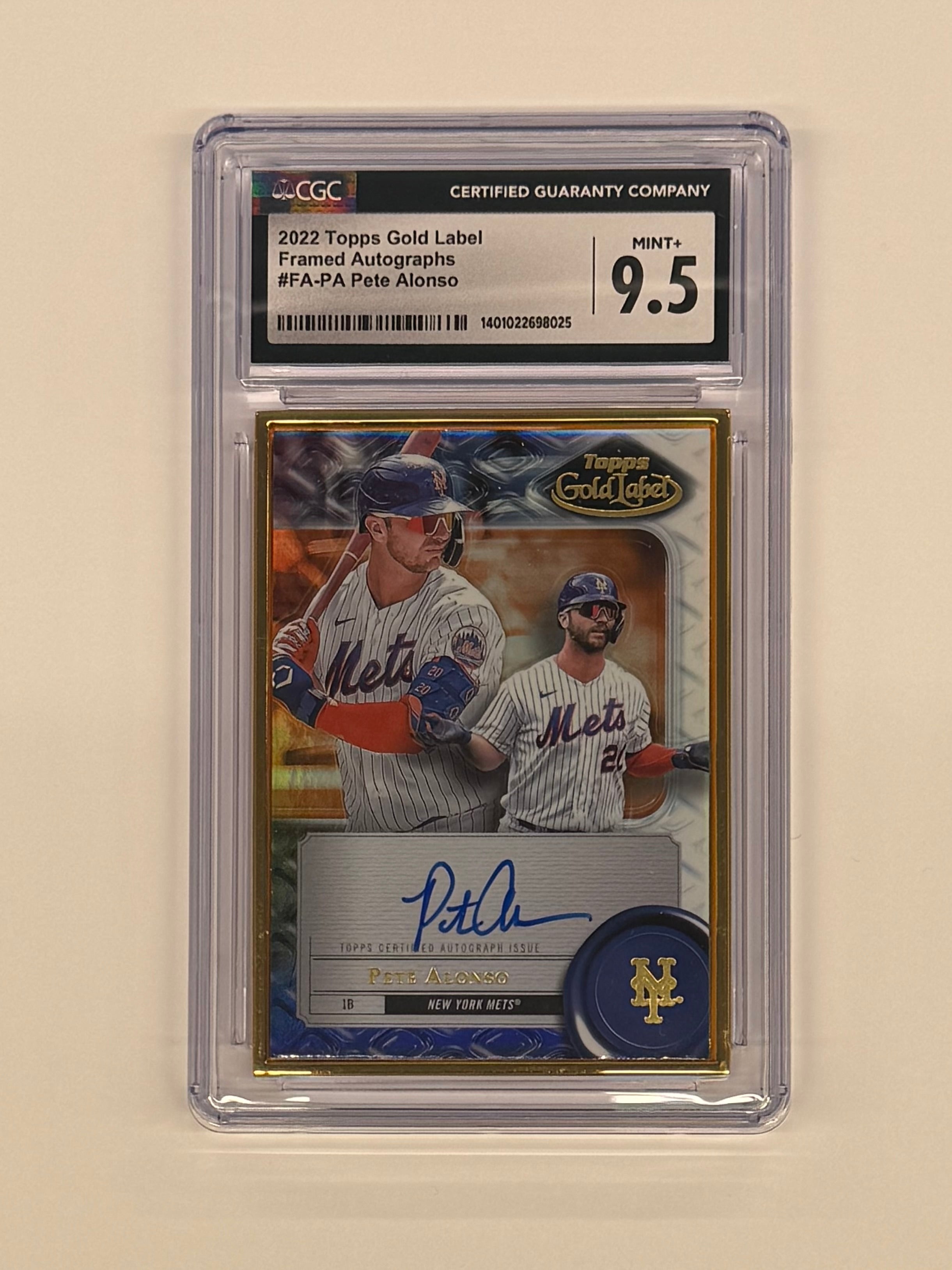 2022 Topps Gold Label CGC 9.5 Mint+/ 10 Autograph Pete Alonso Framed Autograph Card #FA-PA