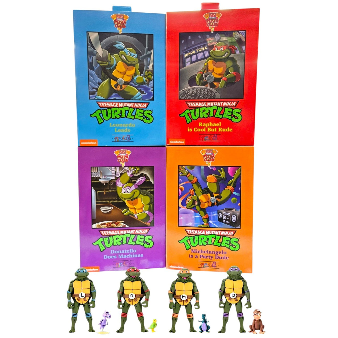 NECA Teenage Mutant Ninja Turtles Pizza Club VHS Action Figure Set