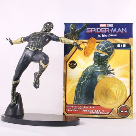 Sega SPM Marvel Studios Spider-Man No Way Home Spider-Man Black and Gold Suit with Web Shooter Statue
