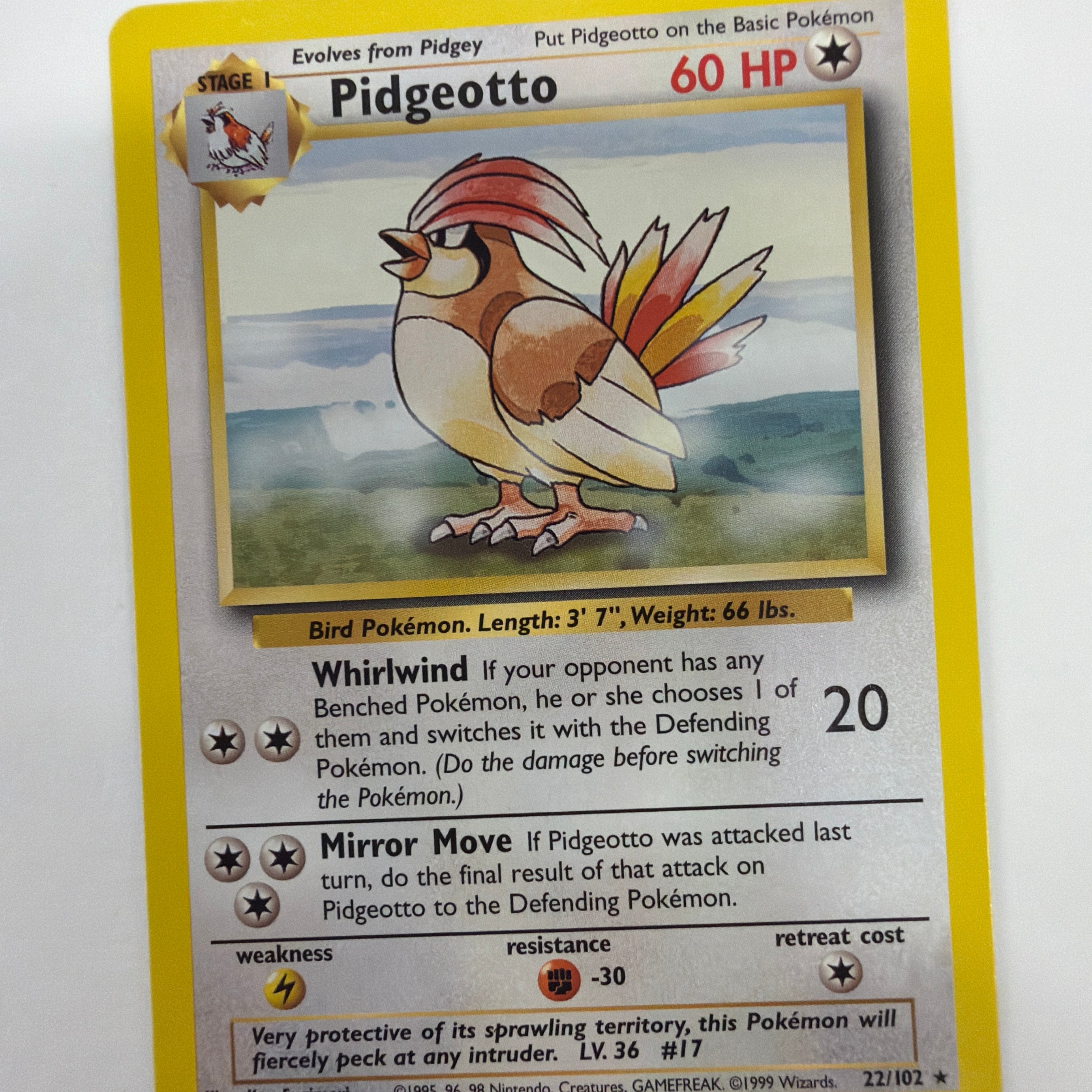 Pokémon TCG - Base Set Pidgeotto 22/102 Non-Holo NM