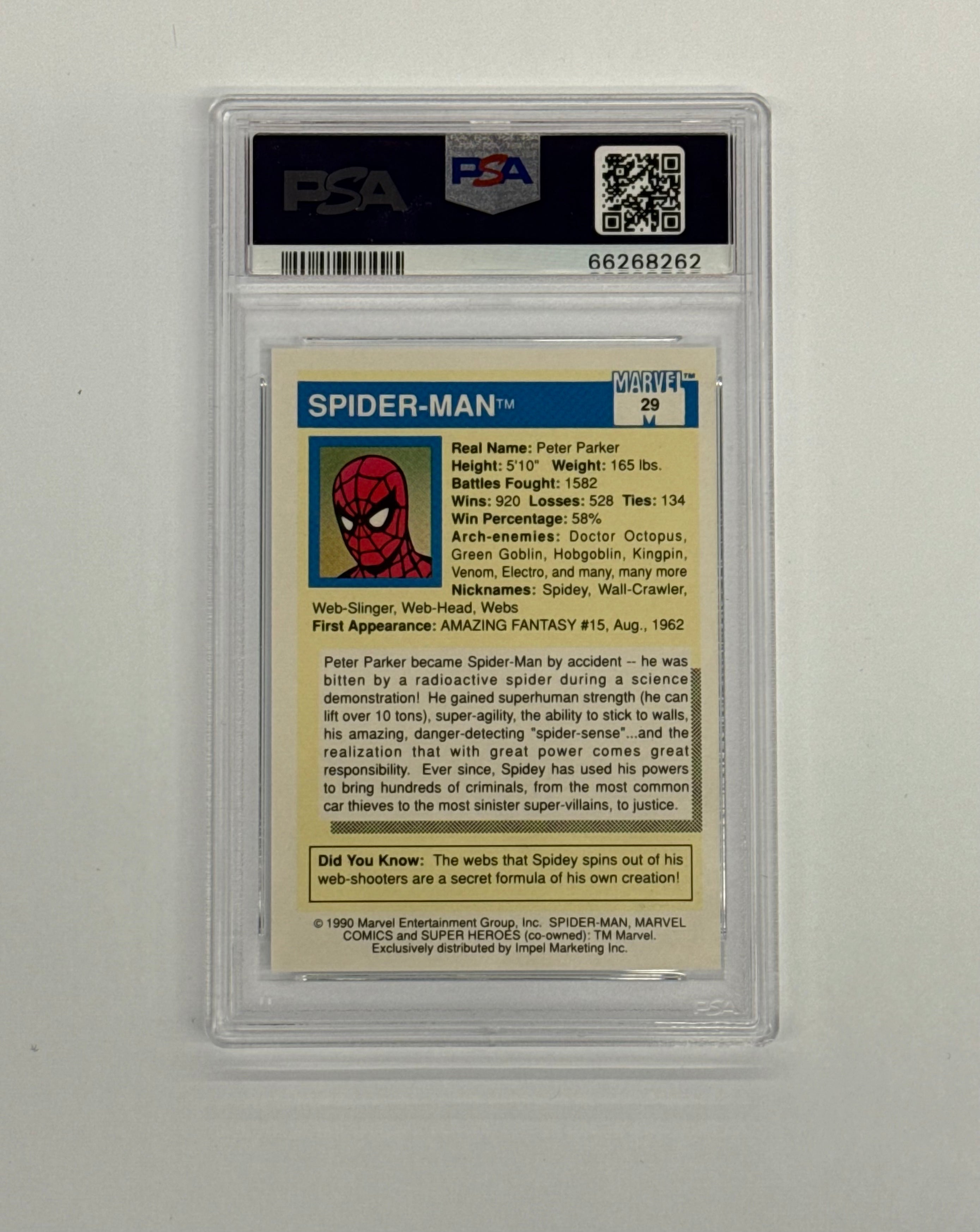 1990 Marvel Universe PSA NM-MT 8 Spider-Man #29