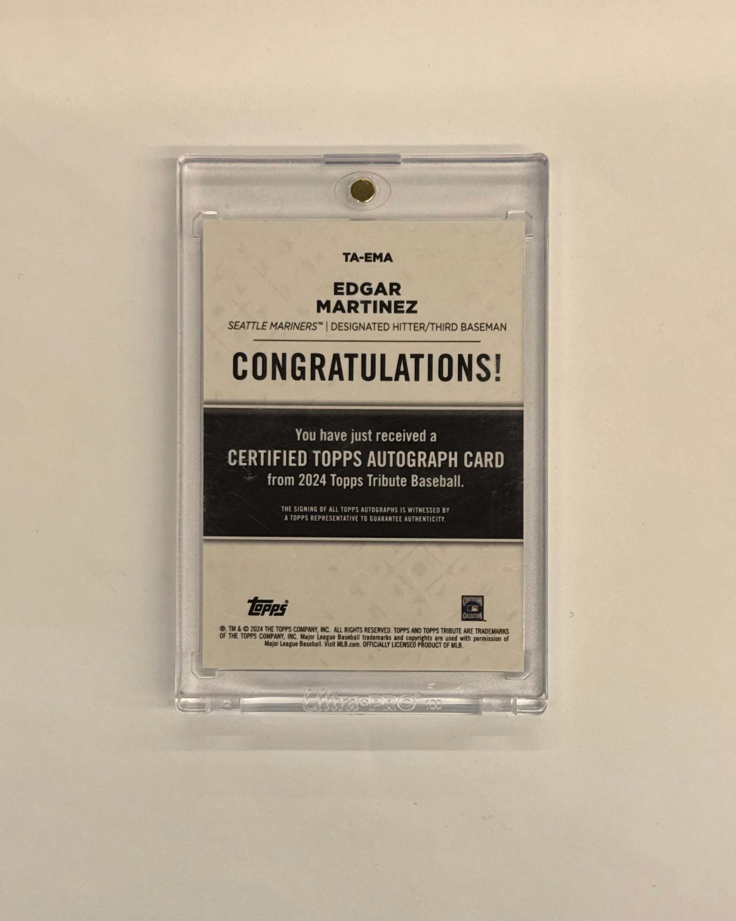 2024 Topps Tribute Edgar Martinez Certified Autograph Card #TA-EMA Numbered 74/99