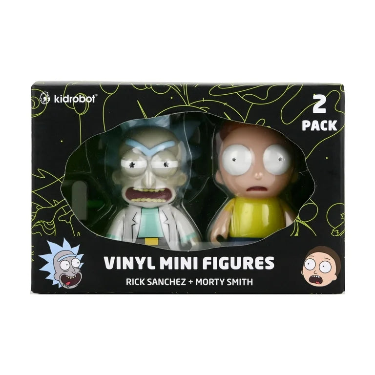 Kidrobot Rick And Morty Rick Sanchez + Morty Smith Vinyl Mini Figures 2-Pack