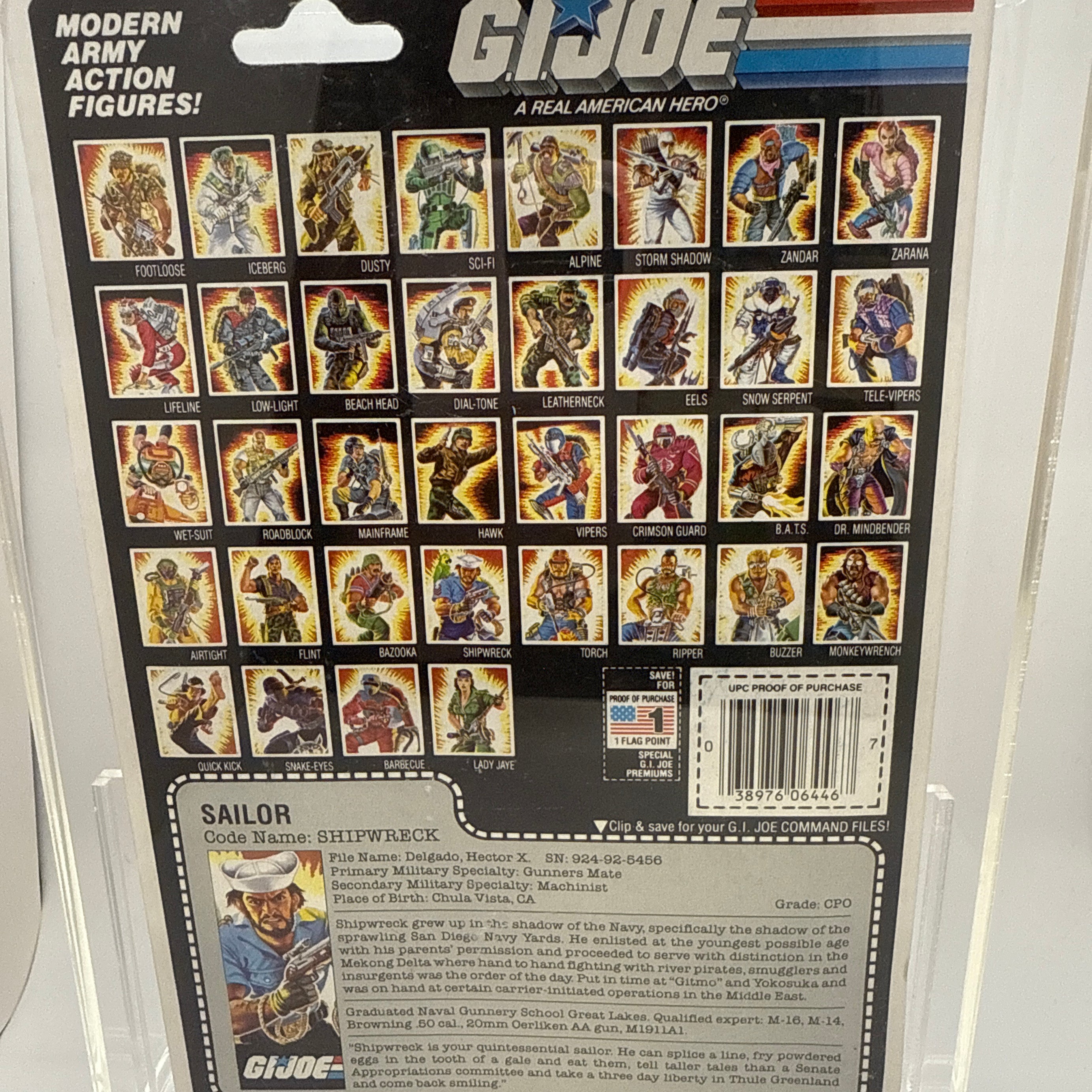 Hasbro G.I. Joe Vintage 1985 Code Name: Shipwreck Action Figure Carded 36 Back Punched Card Action Figure