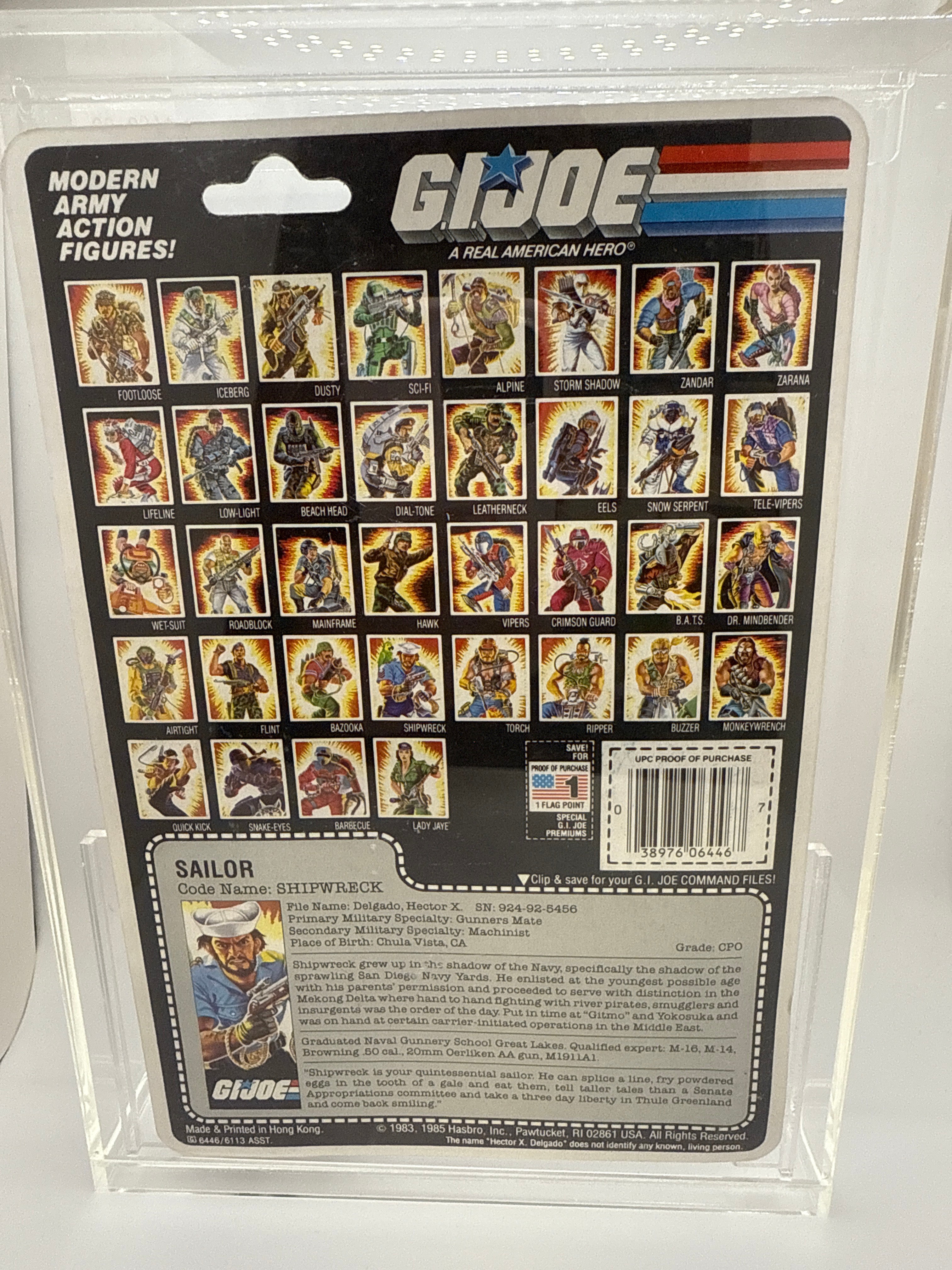 Hasbro G.I. Joe Vintage 1985 Code Name: Shipwreck Action Figure Carded 36 Back Punched Card Action Figure