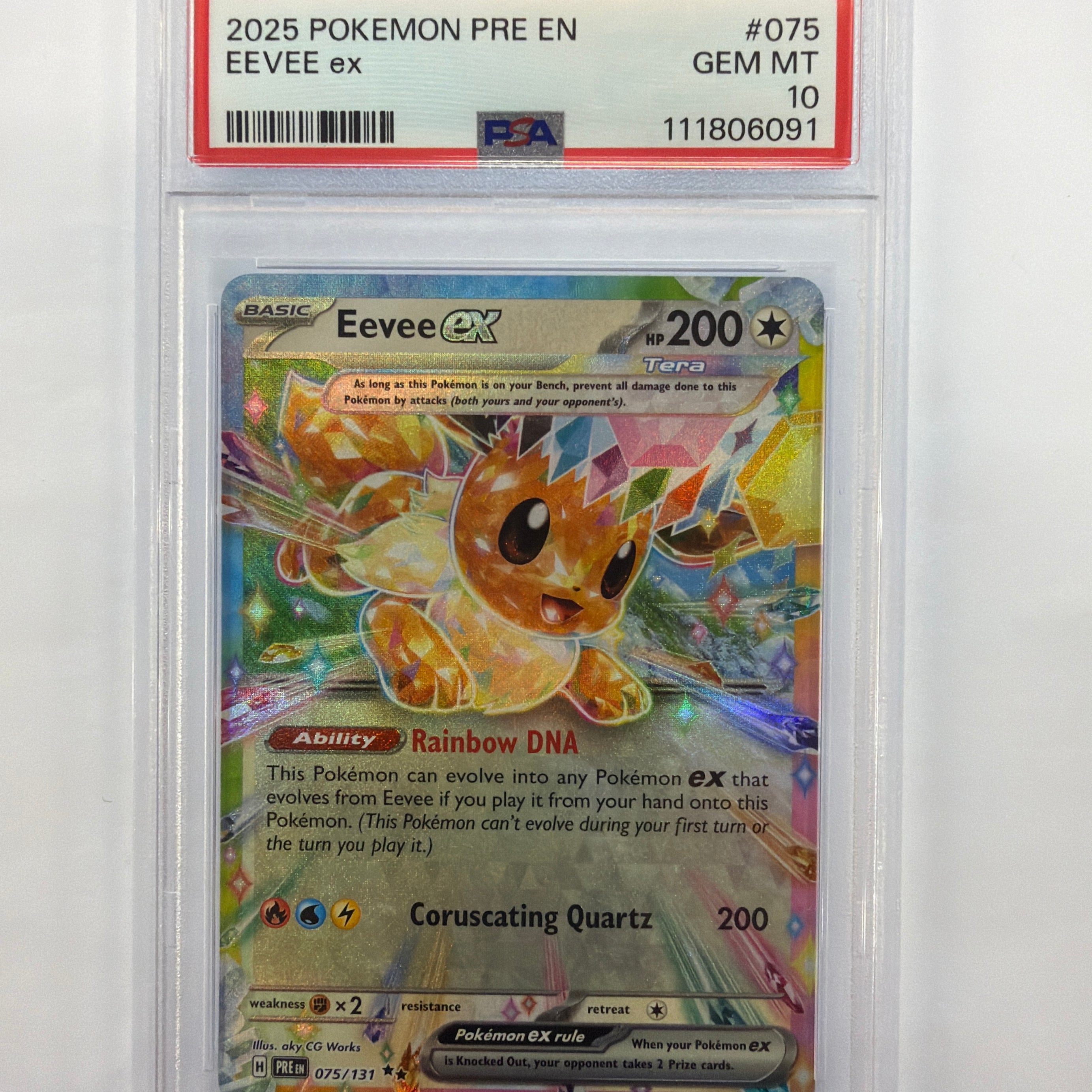 Pokémon TCG - PSA Gem MT 10 Prismatic Evolutions Eevee ex 075/131 Double Rare