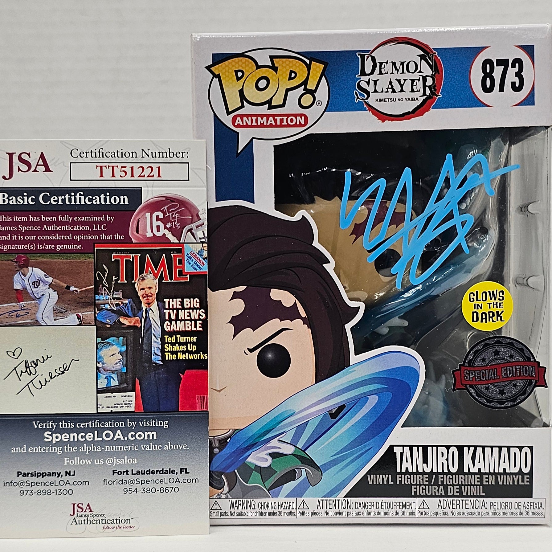 (SIGNED)Funko Pop! Animation Demon Slayer Tanjiro Kamado #873 Glow In The Dark Special Edition Sticker