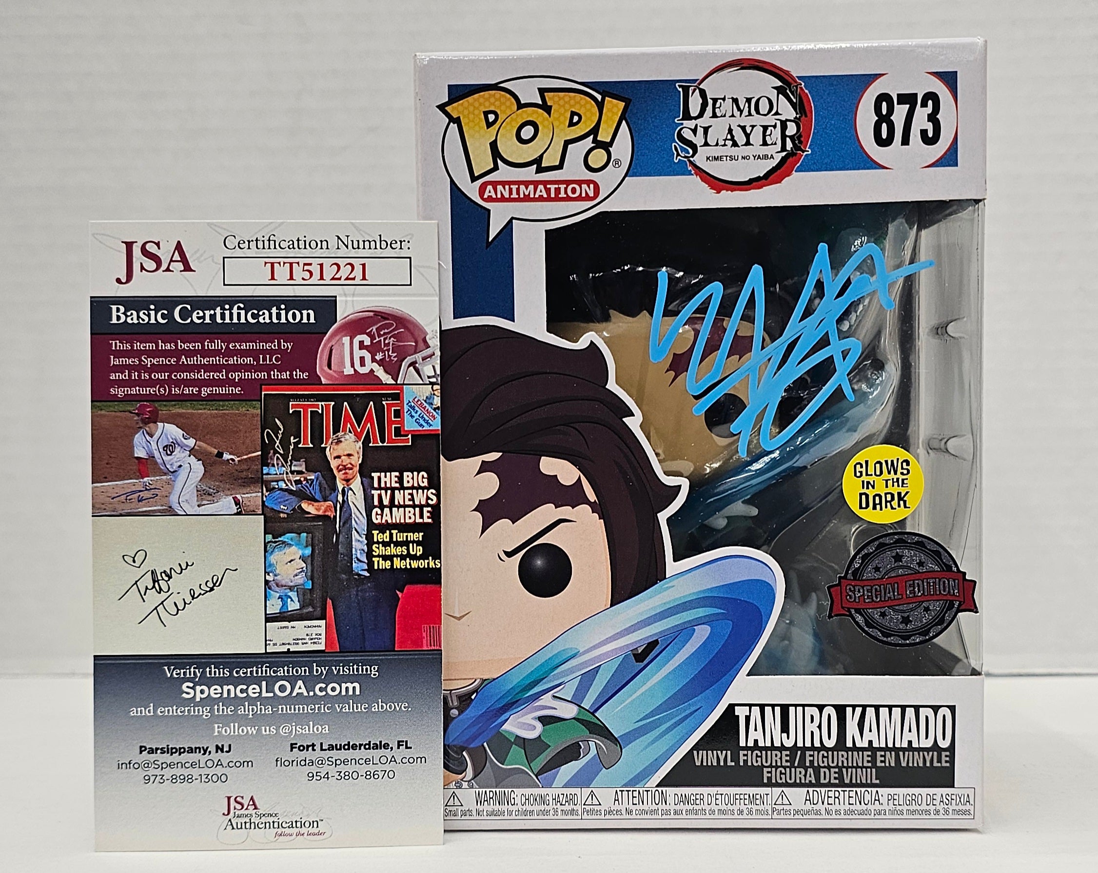 (SIGNED)Funko Pop! Animation Demon Slayer Tanjiro Kamado #873 Glow In The Dark Special Edition Sticker