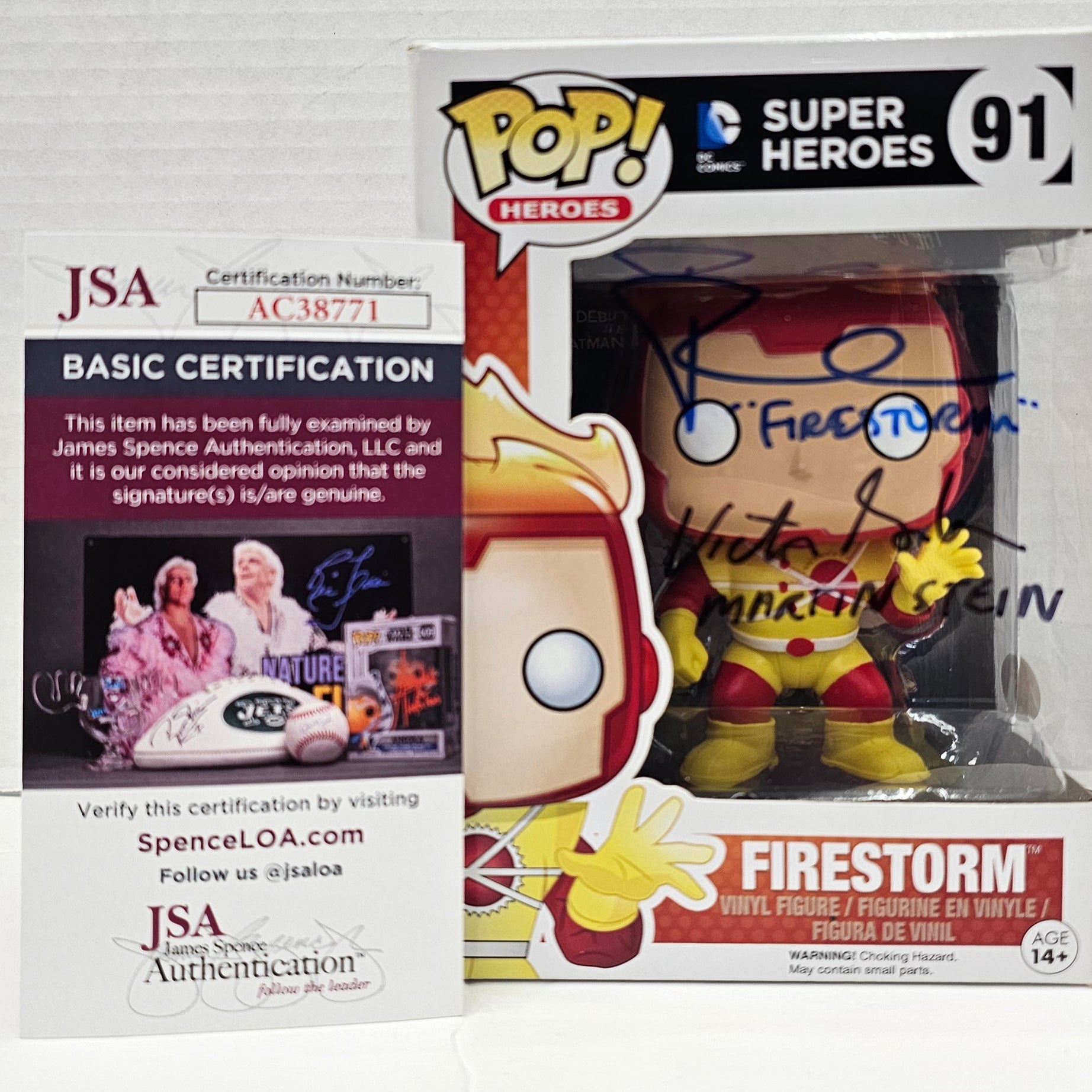 (DOUBLE SIGNED) Funko Pop! Heroes DC Super Heroes Firestorm #91