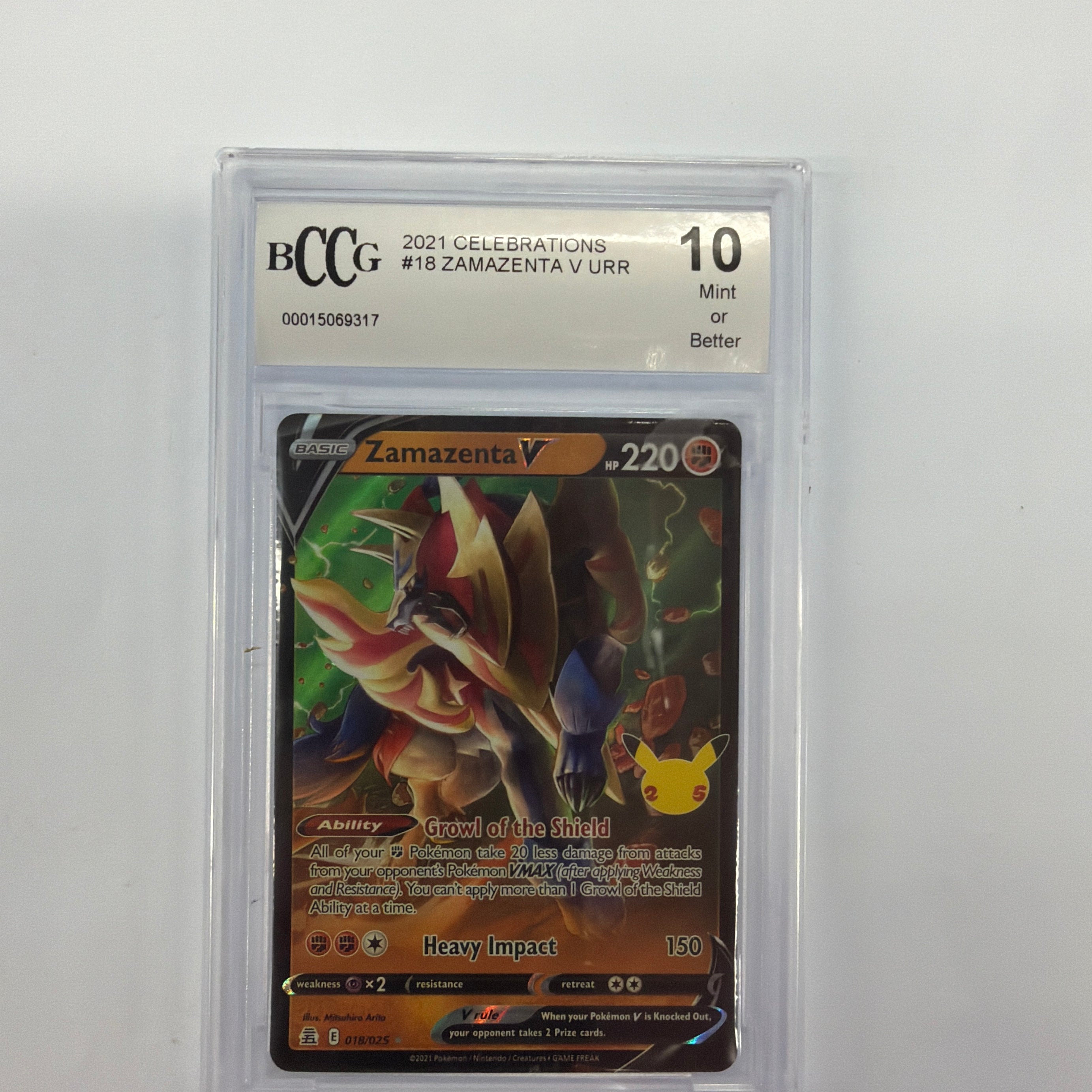 Pokémon TCG- Beckett 10 Mint or Better Celebrations Zamazenta V 18/25