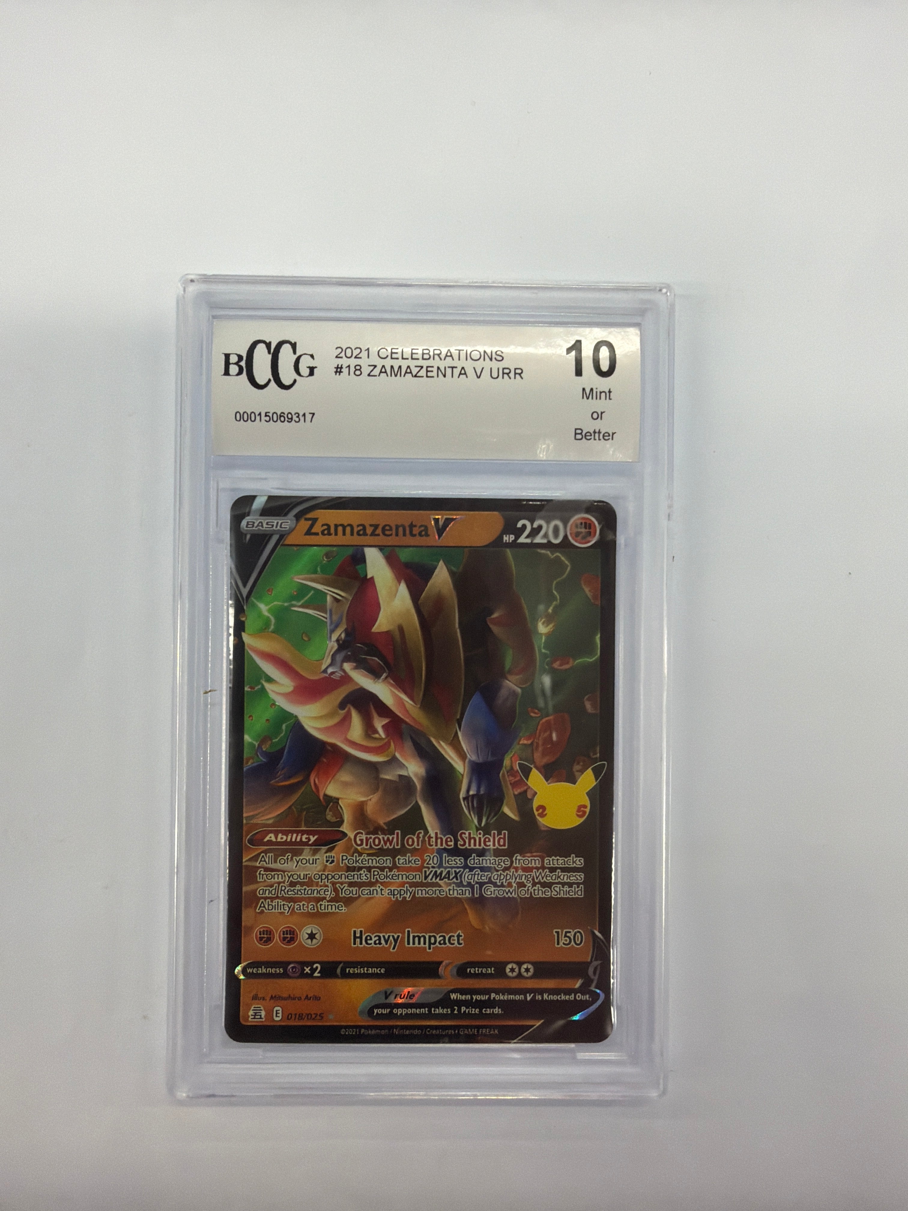 Pokémon TCG- Beckett 10 Mint or Better Celebrations Zamazenta V 18/25