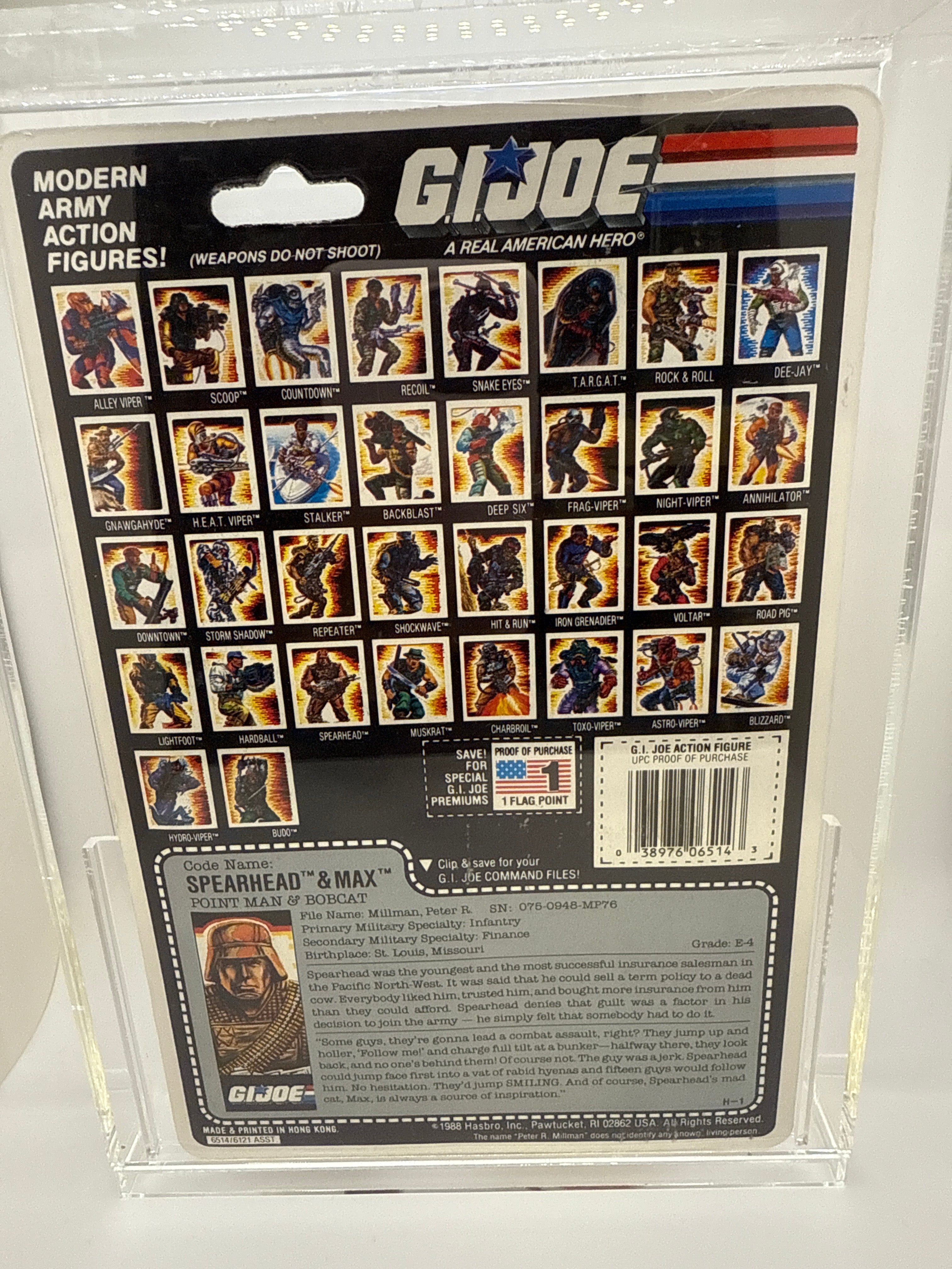 Hasbro G.I. Joe Vintage 1988 Code Name: Spearhead & Max Point Man & Bobcat 34 Back Punched Card