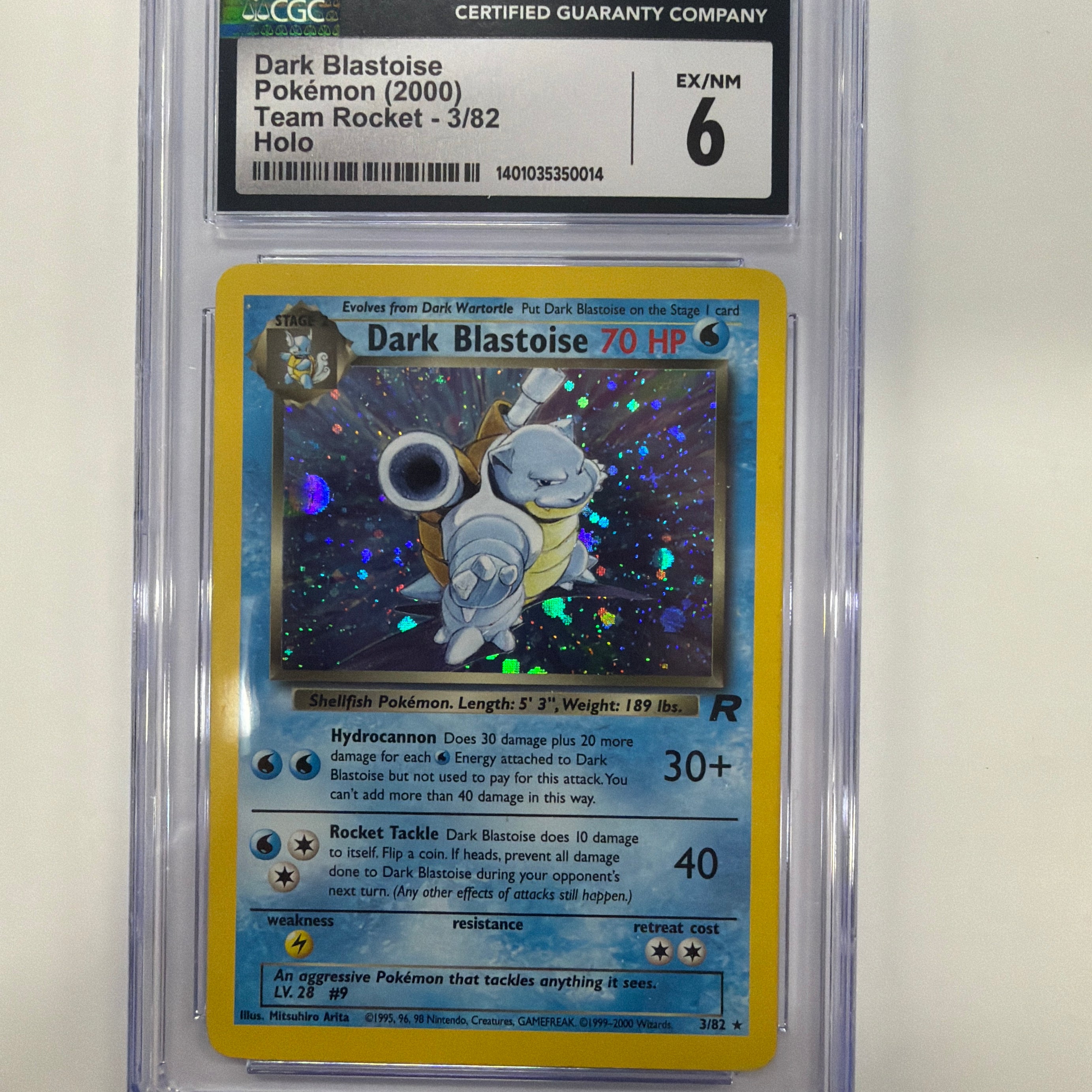 Pokémon TCG - CGC EX/NM 6 Team Rocket Unlimited Dark Blastoise 3/82 Holo