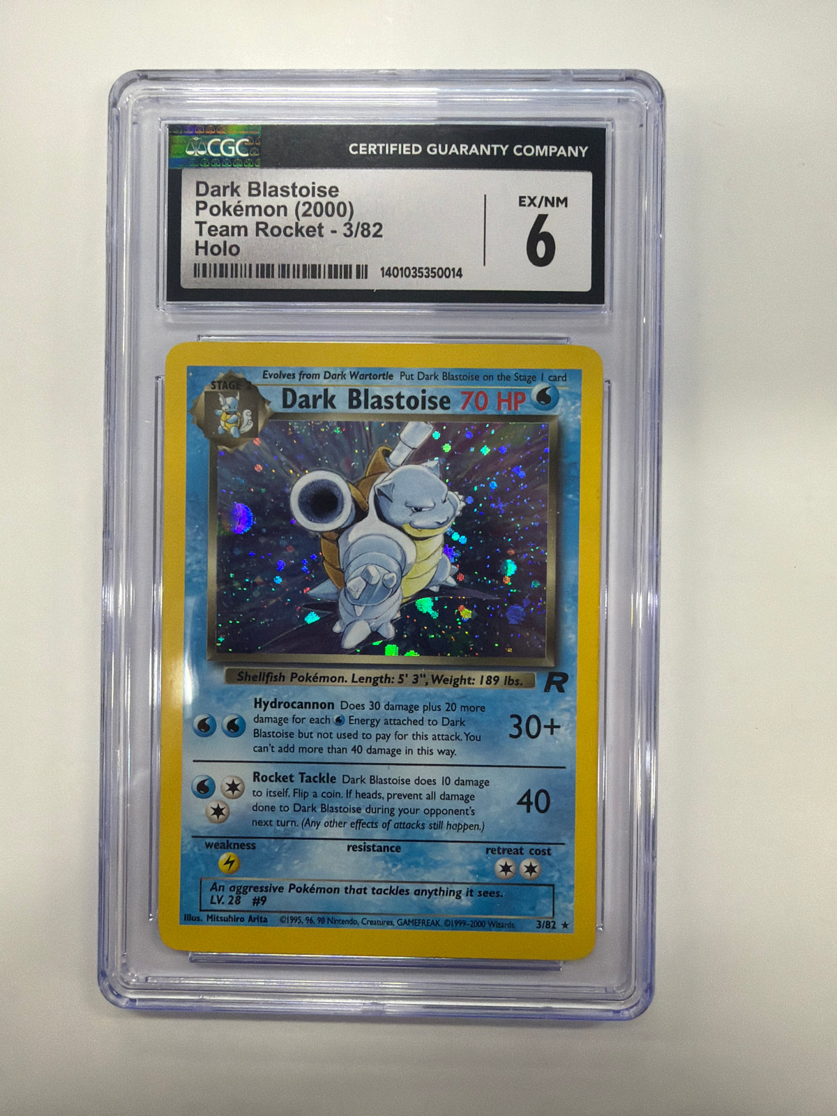 Pokémon TCG - CGC EX/NM 6 Team Rocket Unlimited Dark Blastoise 3/82 Holo