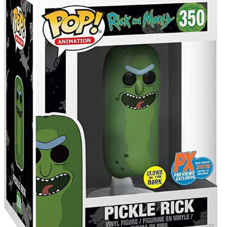 Funko Pop! Animation Rick And Morty Pickle Rick PX Previews Exclusive San Diego 2019 GITD #350