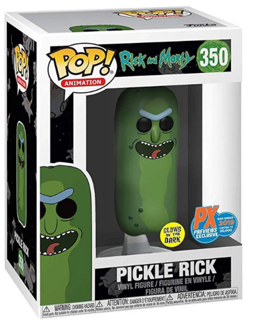 Funko Pop! Animation Rick And Morty Pickle Rick PX Previews Exclusive San Diego 2019 GITD #350