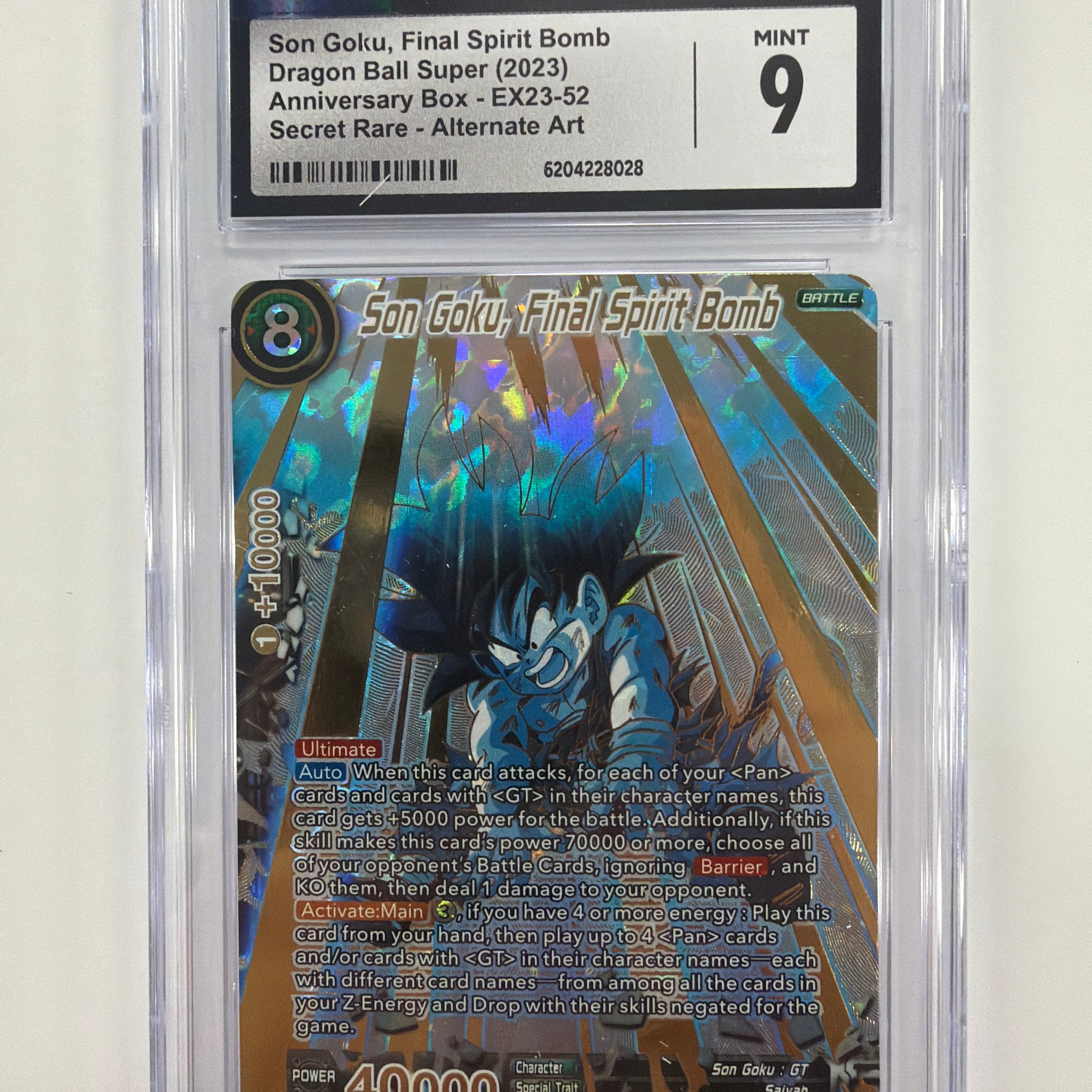 (J) Dragon Ball TCG - CGC Mint 9 2023 Anniversary Box Son Goku, Final Spirit Bomb EX23-52 Secret Rare Alternate Art