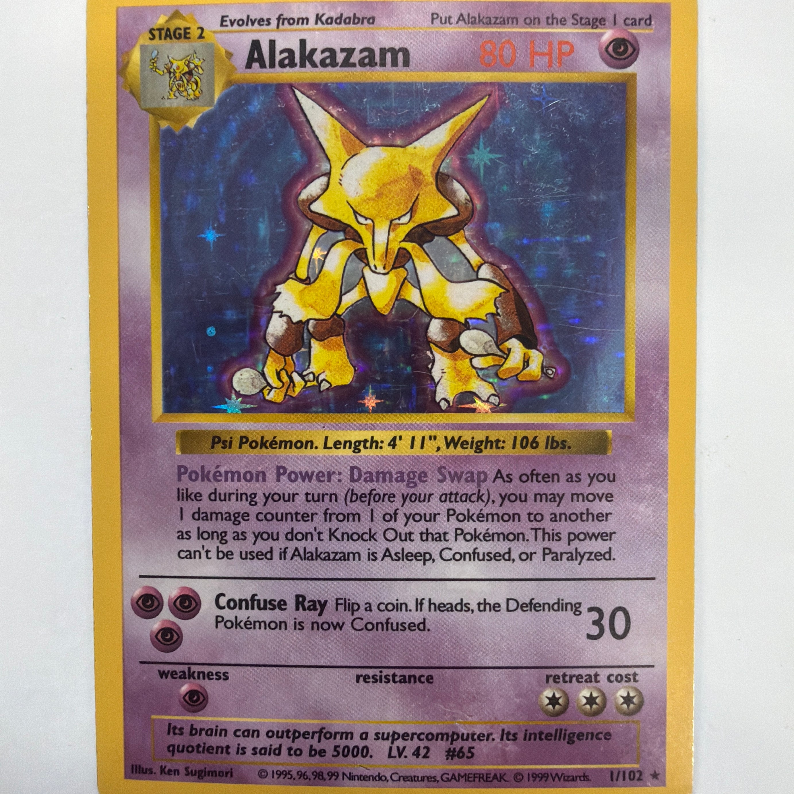 Pokémon TCG - Base Set Unlimited Alakazam Holo 1/102 HP