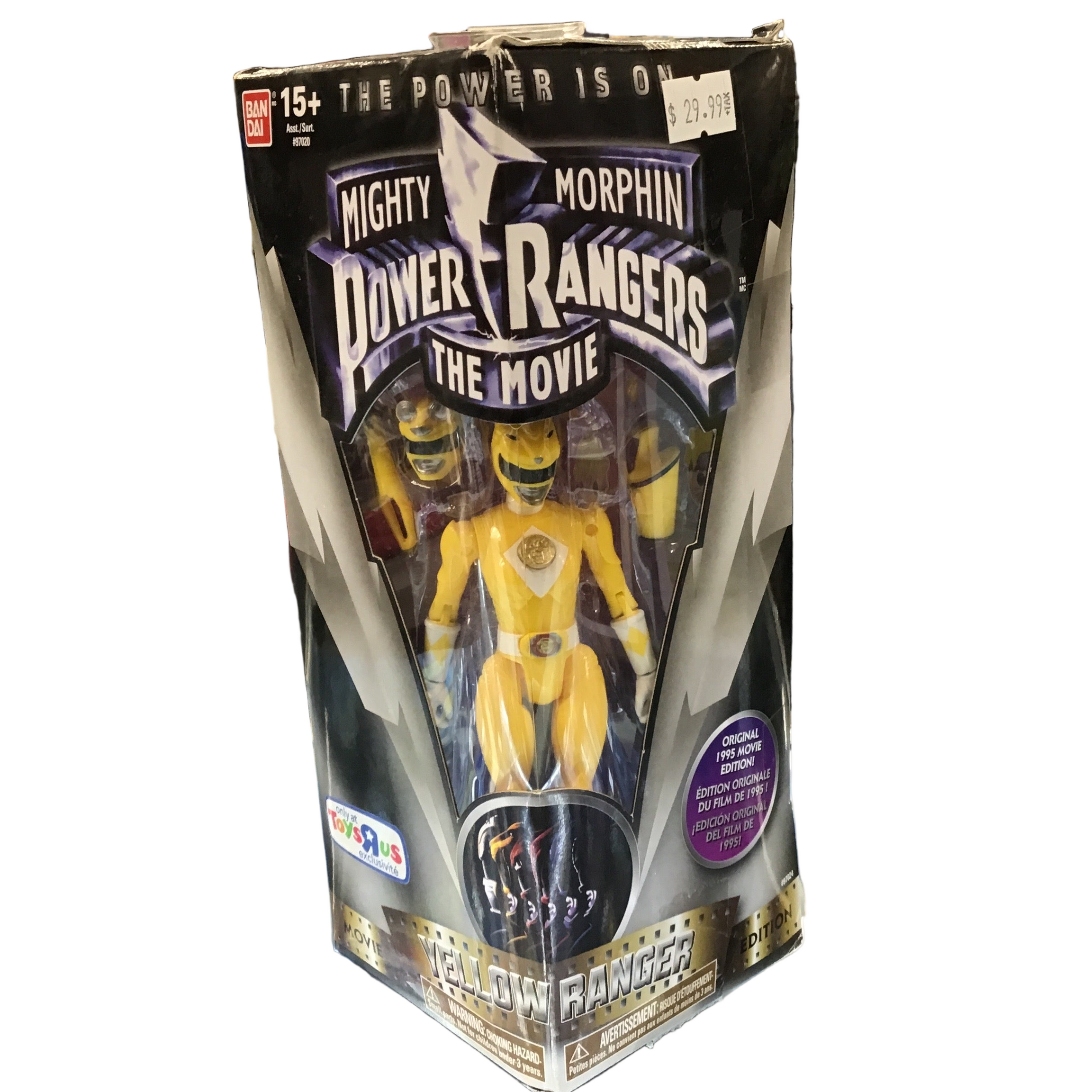 Bandai Mighty Morphin Power Rangers The Movie Yellow Ranger Toys R Us Exclusive Action Figure