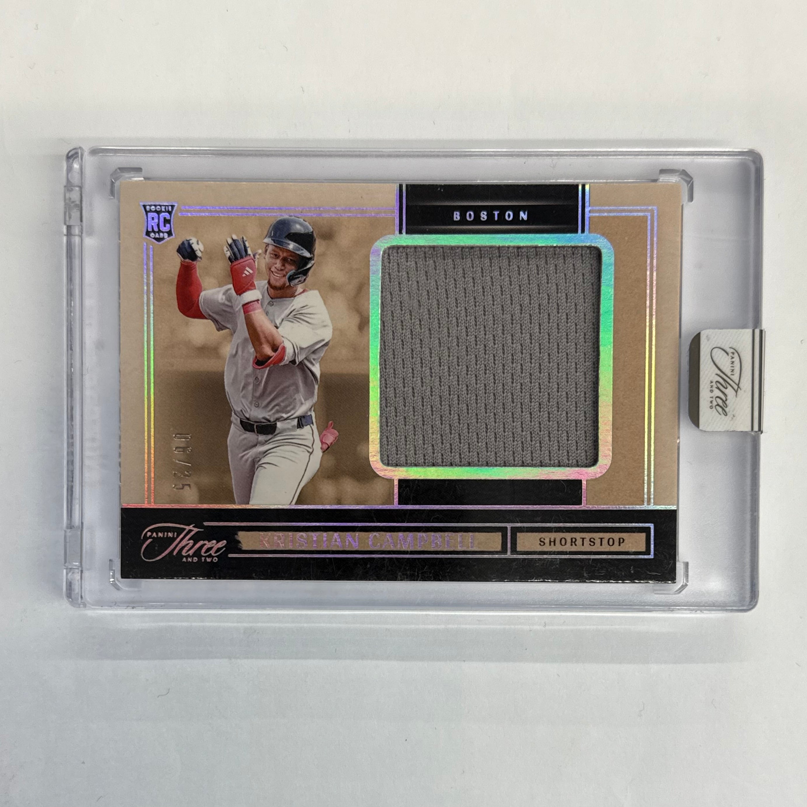2025 Panini Three And Two Kristian Campbell Prospect Swatches #PS-KC Silver Numbered 06/25