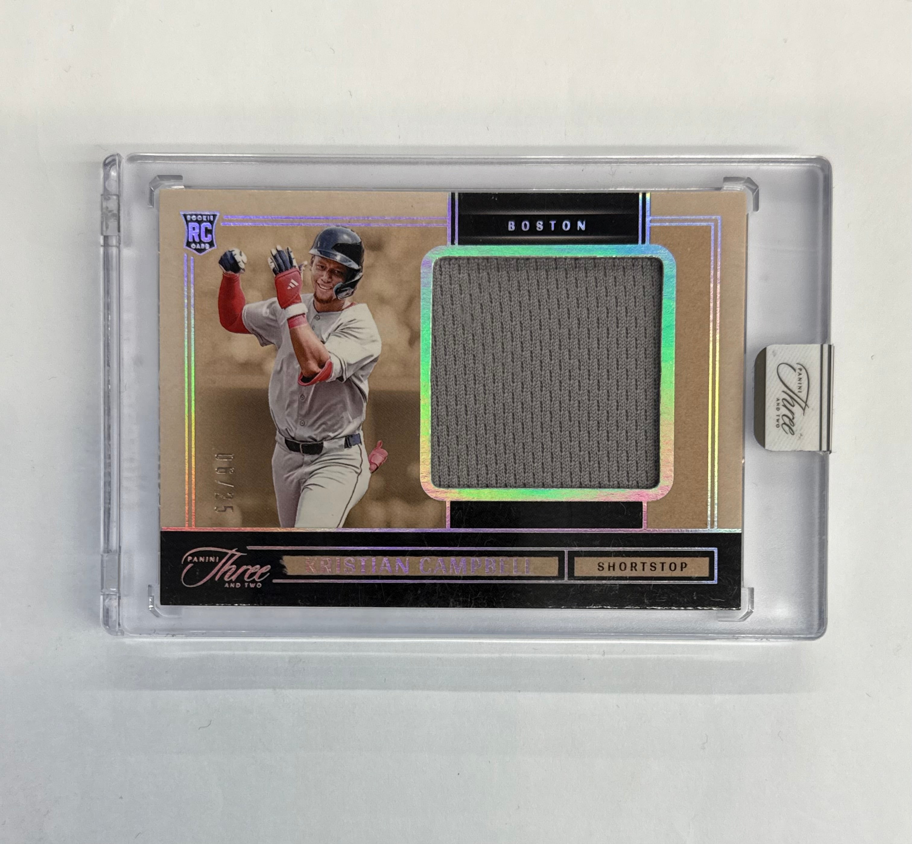 2025 Panini Three And Two Kristian Campbell Prospect Swatches #PS-KC Silver Numbered 06/25